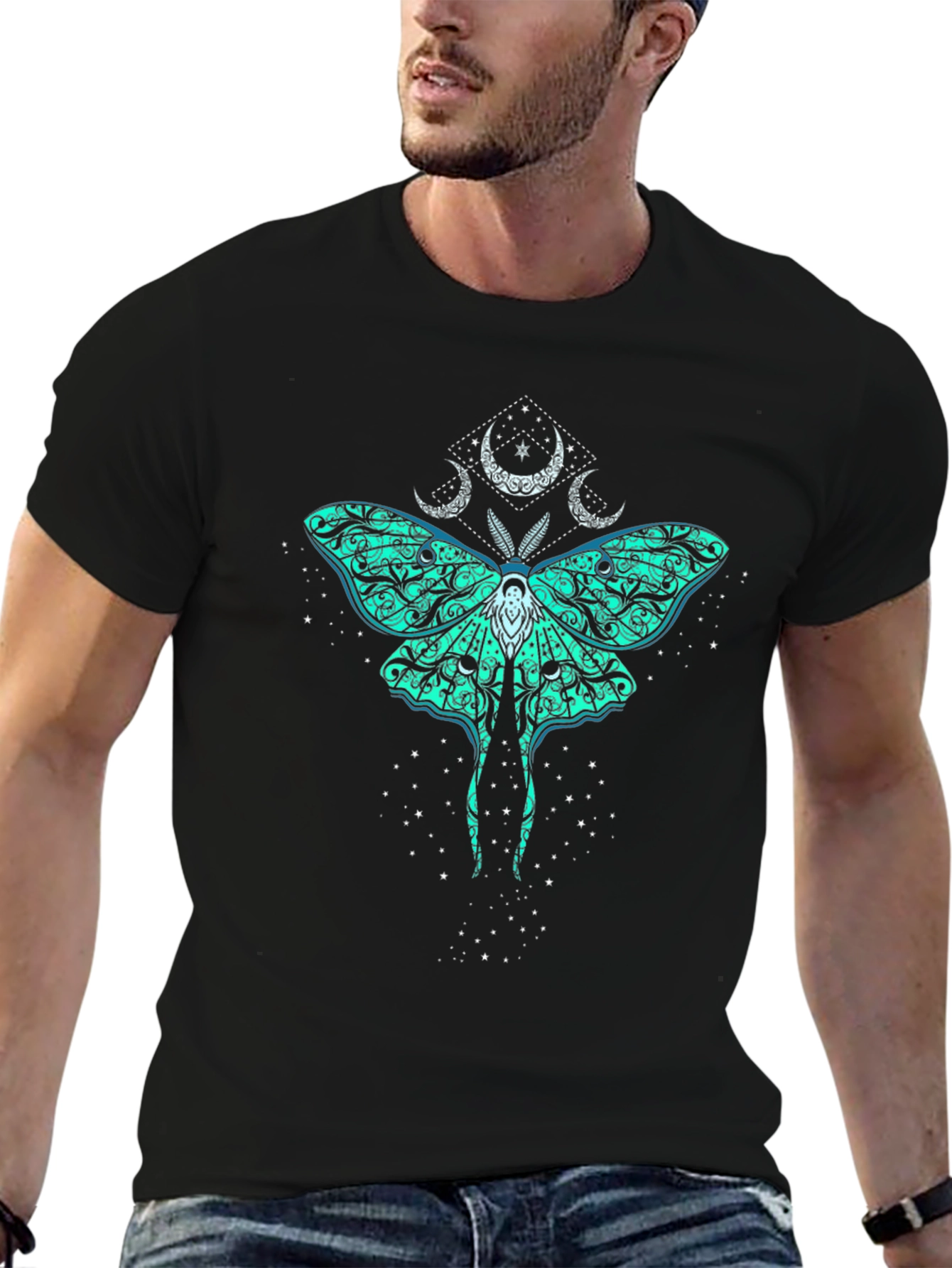 Mystic Moth Graphic Tee - Black Cotton T-Shirt