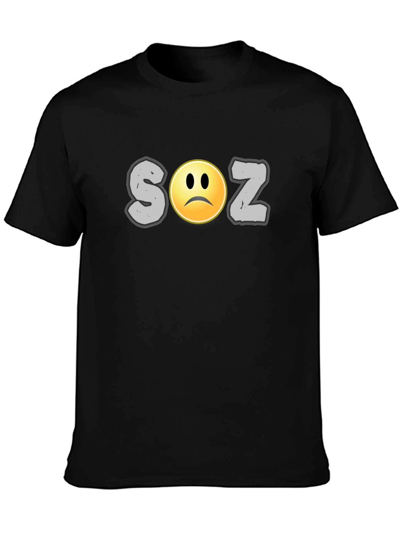 Soz Sad Face Graphic Print Black T-Shirt
