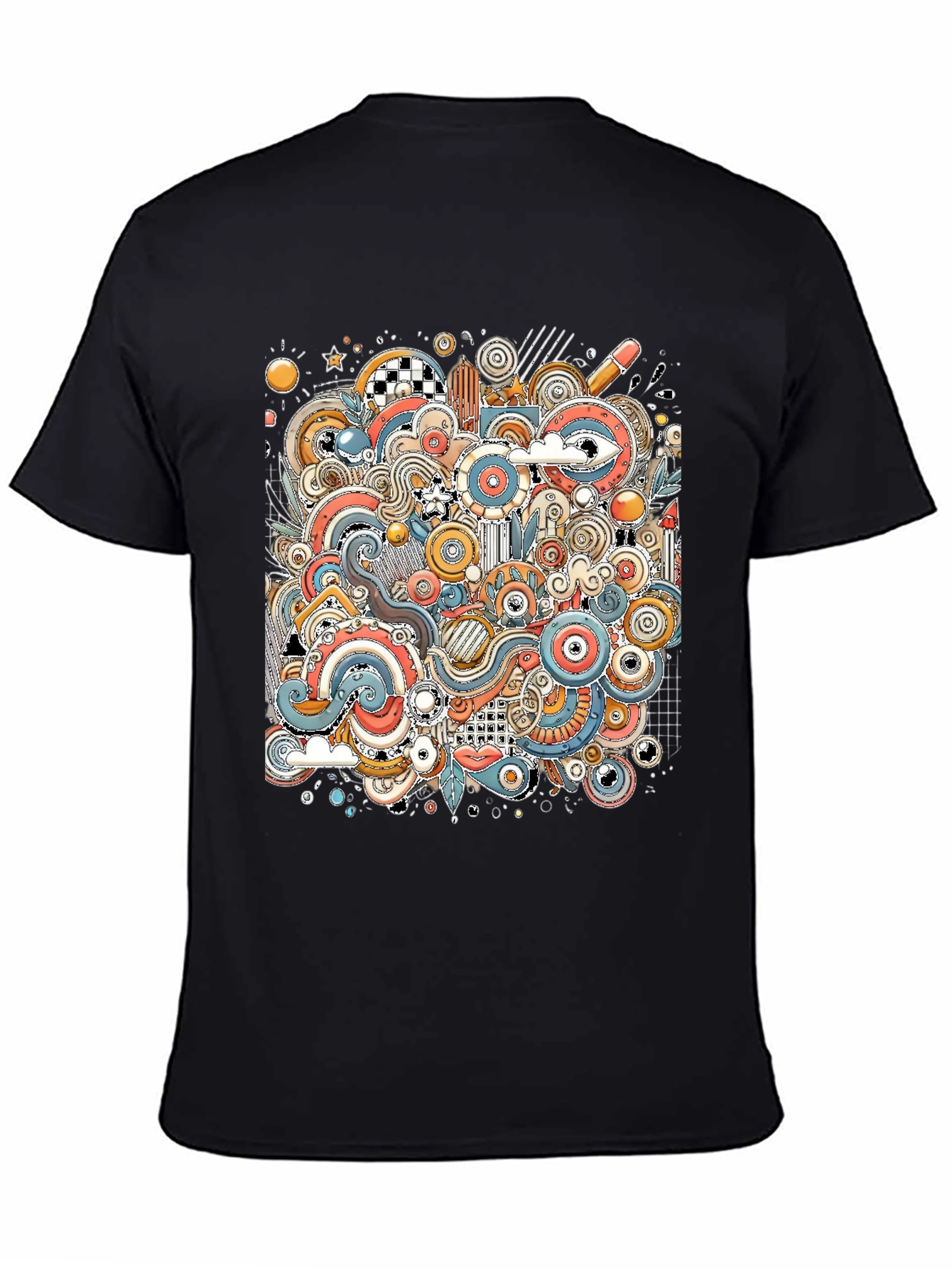 Abstract Doodle Art Graphic Tee - Black Unisex Shirt