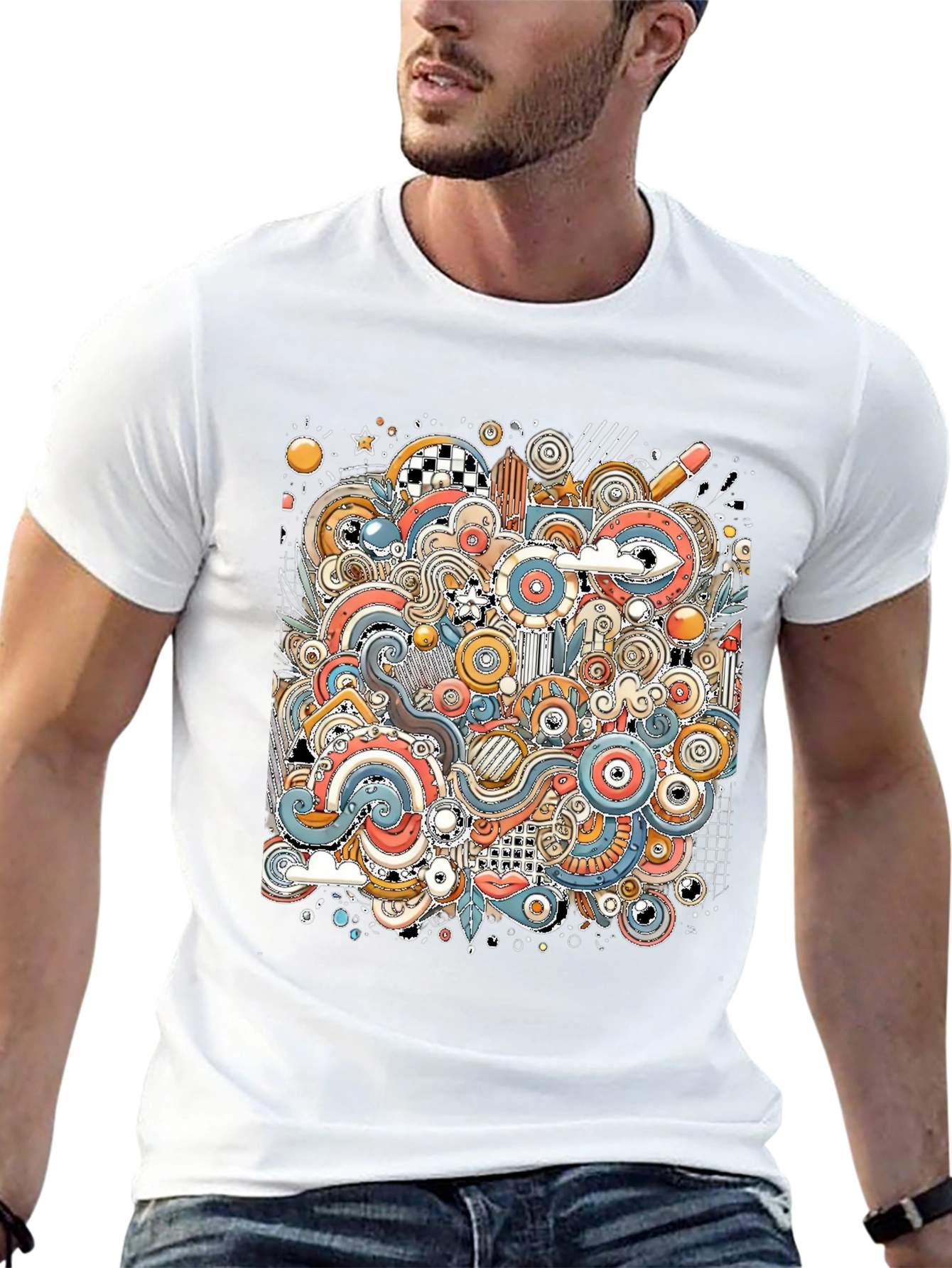 Abstract Doodle Art Graphic Tee - Black Unisex Shirt