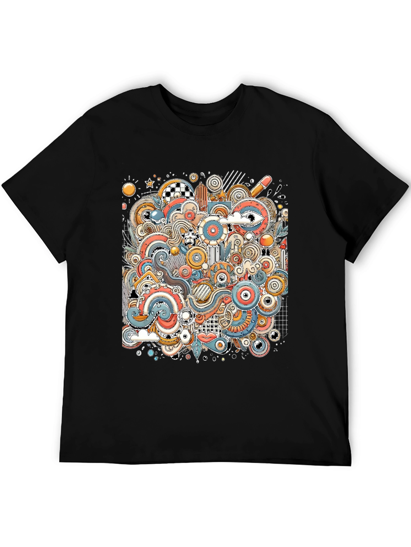 Abstract Doodle Art Graphic Tee - Black Unisex Shirt