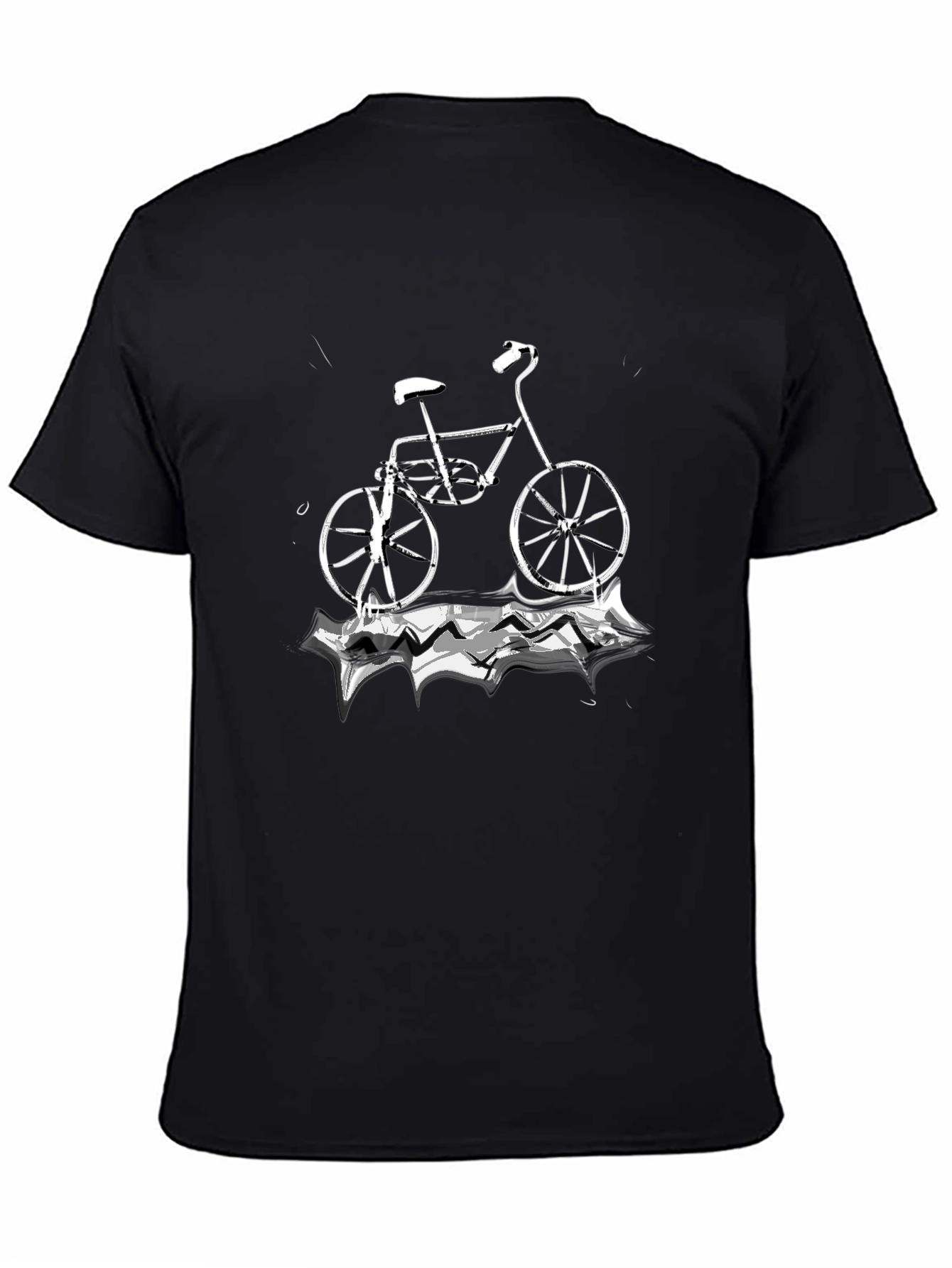 Black T-Shirt with Bicycle Graphic