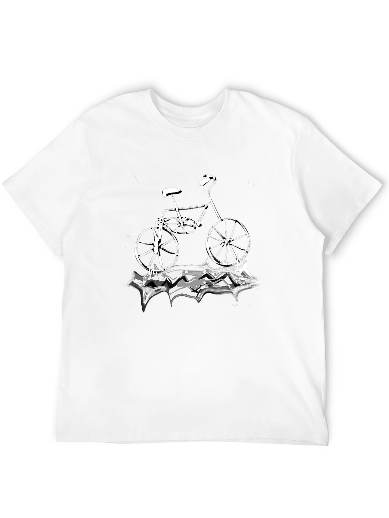 Black T-Shirt with Bicycle Graphic