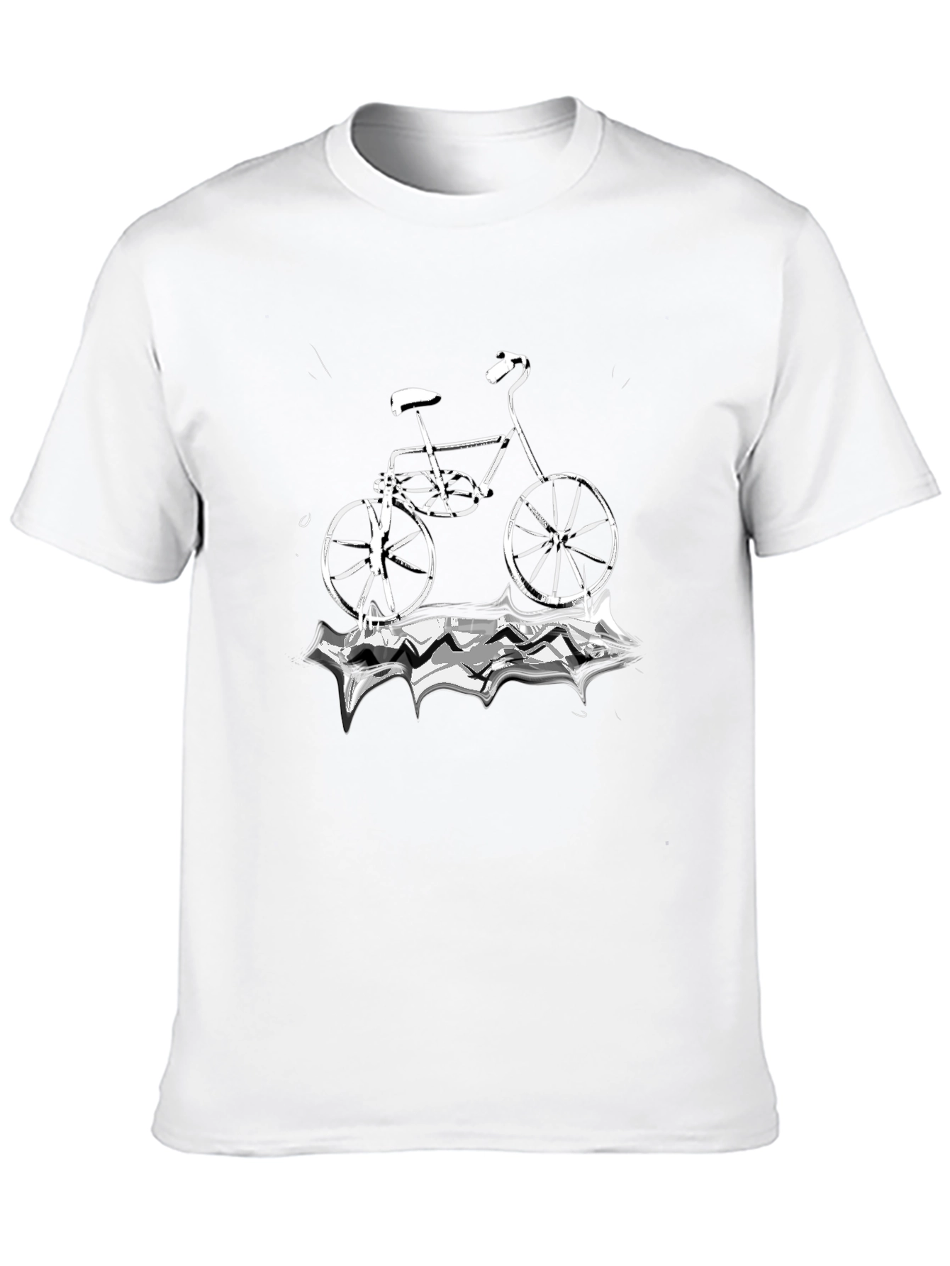 Black T-Shirt with Bicycle Graphic