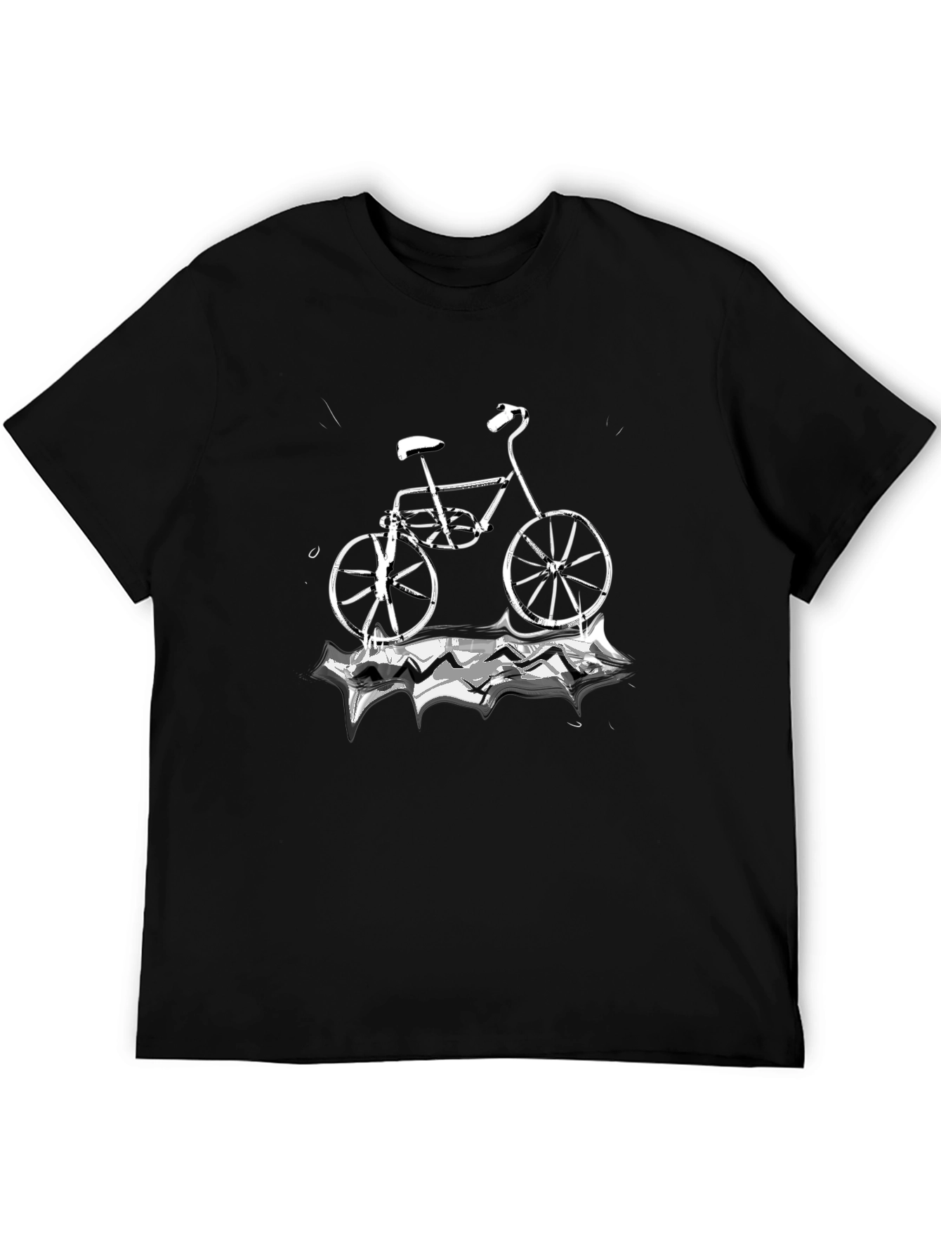 Black T-Shirt with Bicycle Graphic