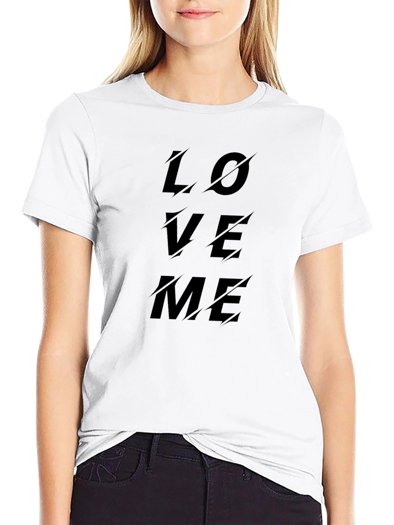 Love Me Graphic Print Black T-Shirt