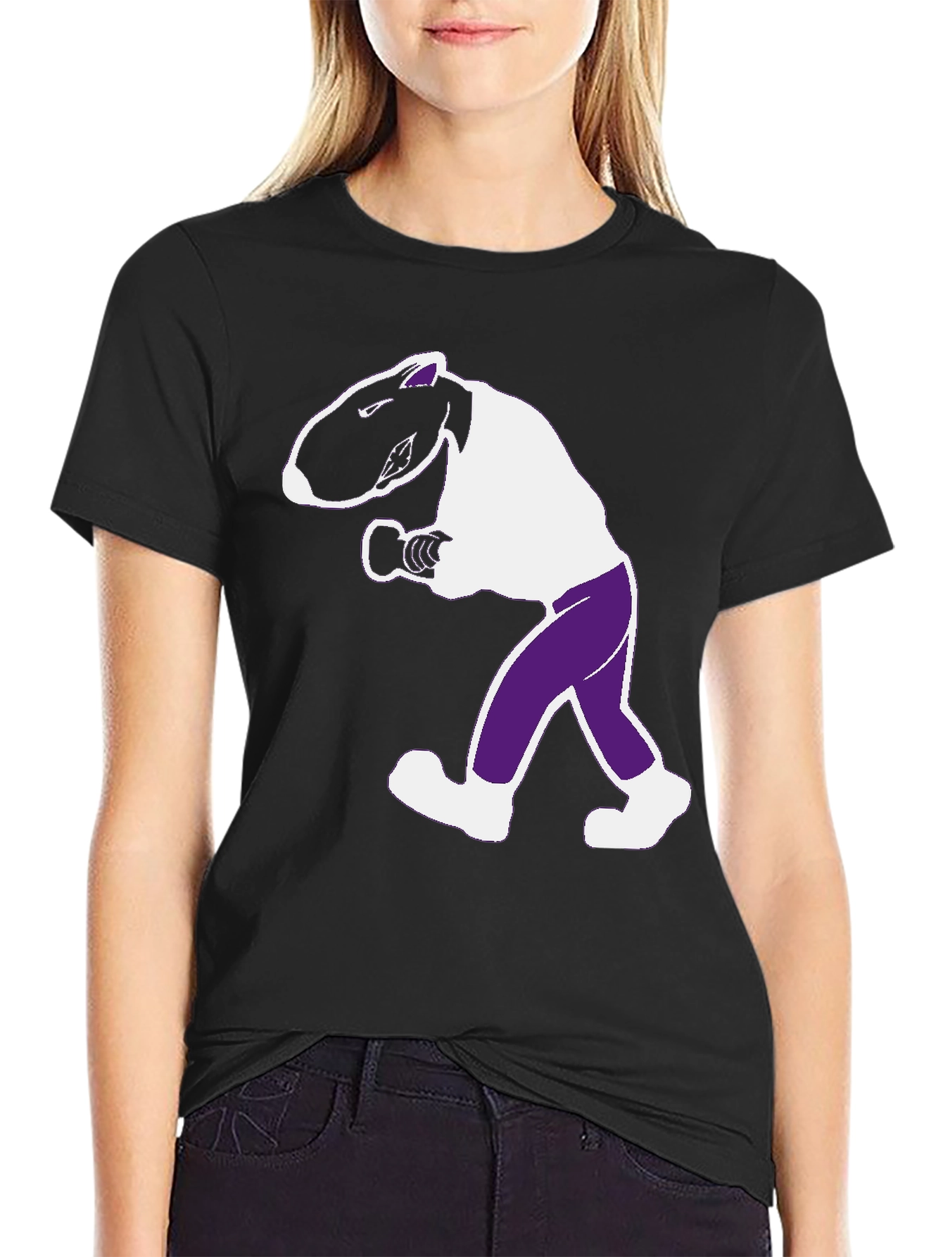 Funny Cartoon Animal Graphic Tee - Black