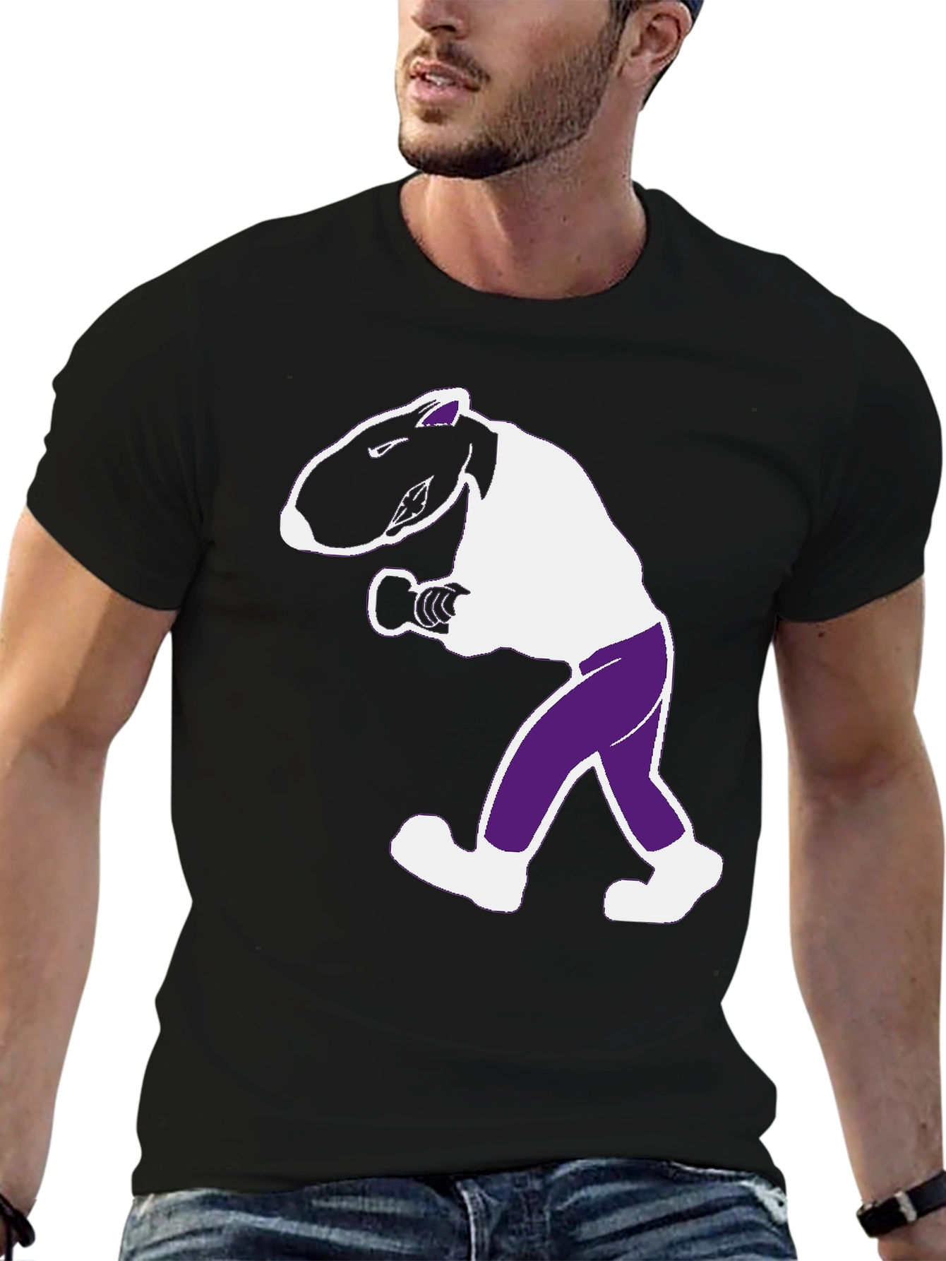 Funny Cartoon Animal Graphic Tee - Black