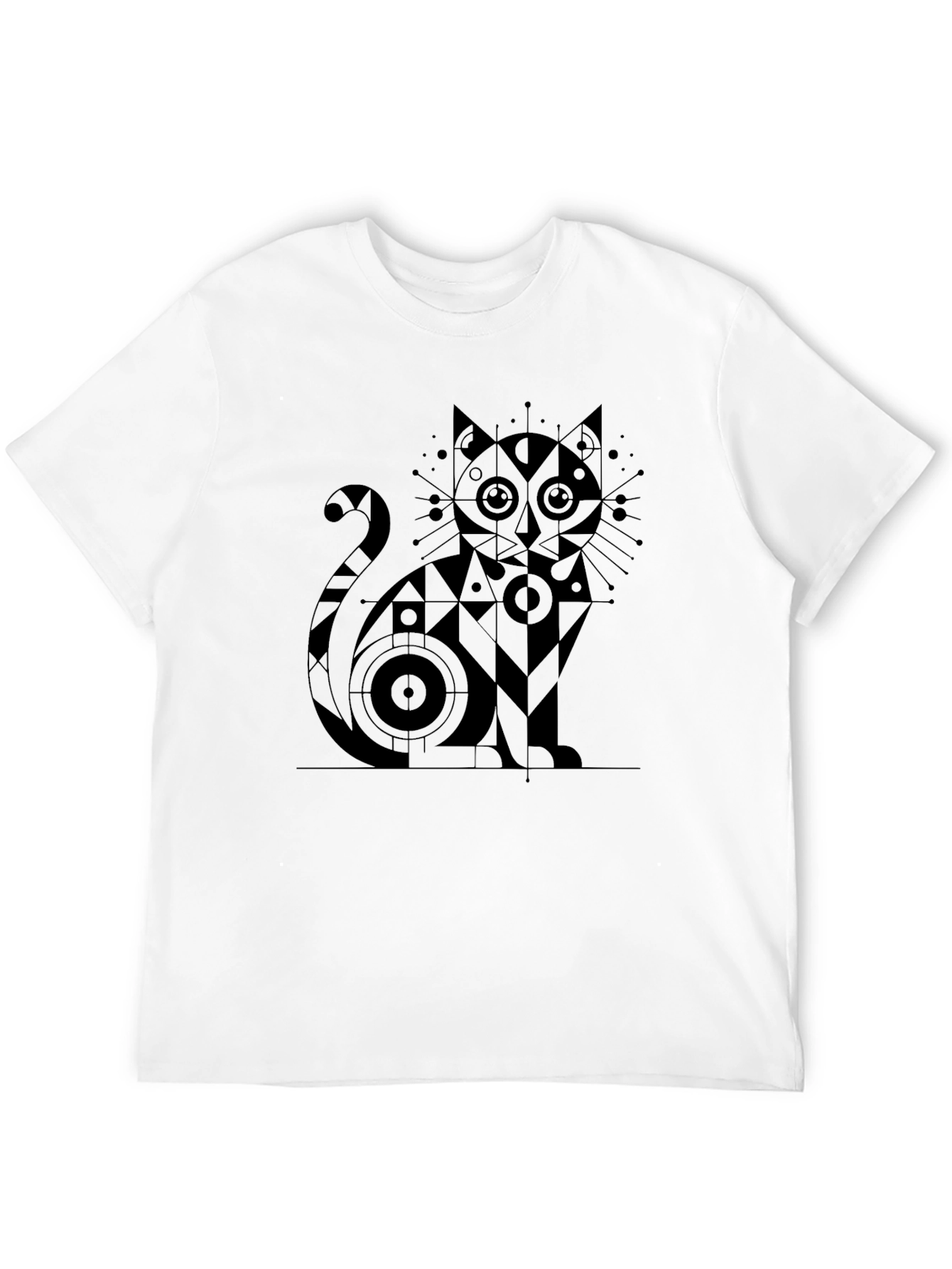 Abstract Geometric Cat Graphic Tee