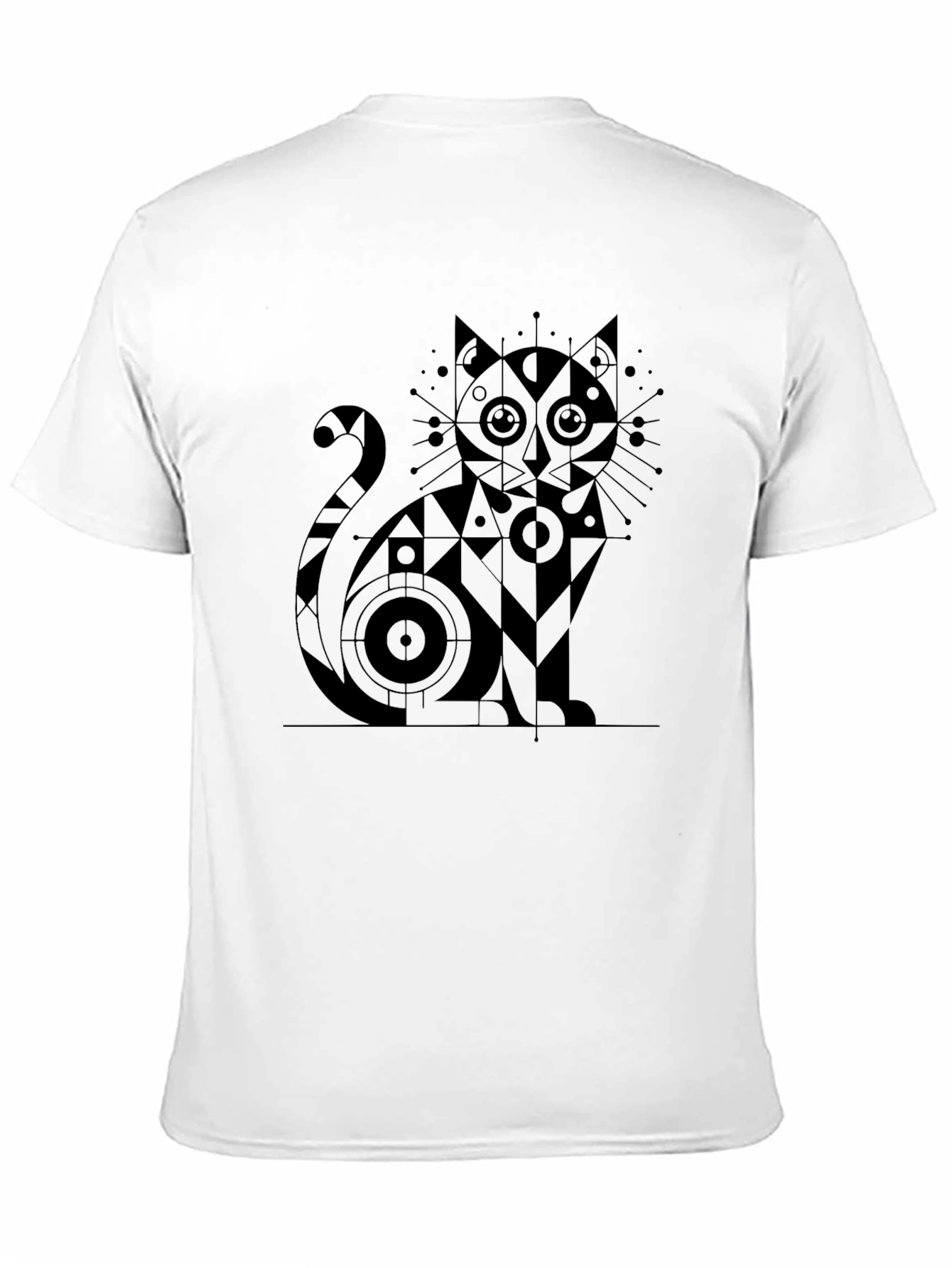 Abstract Geometric Cat Graphic Tee