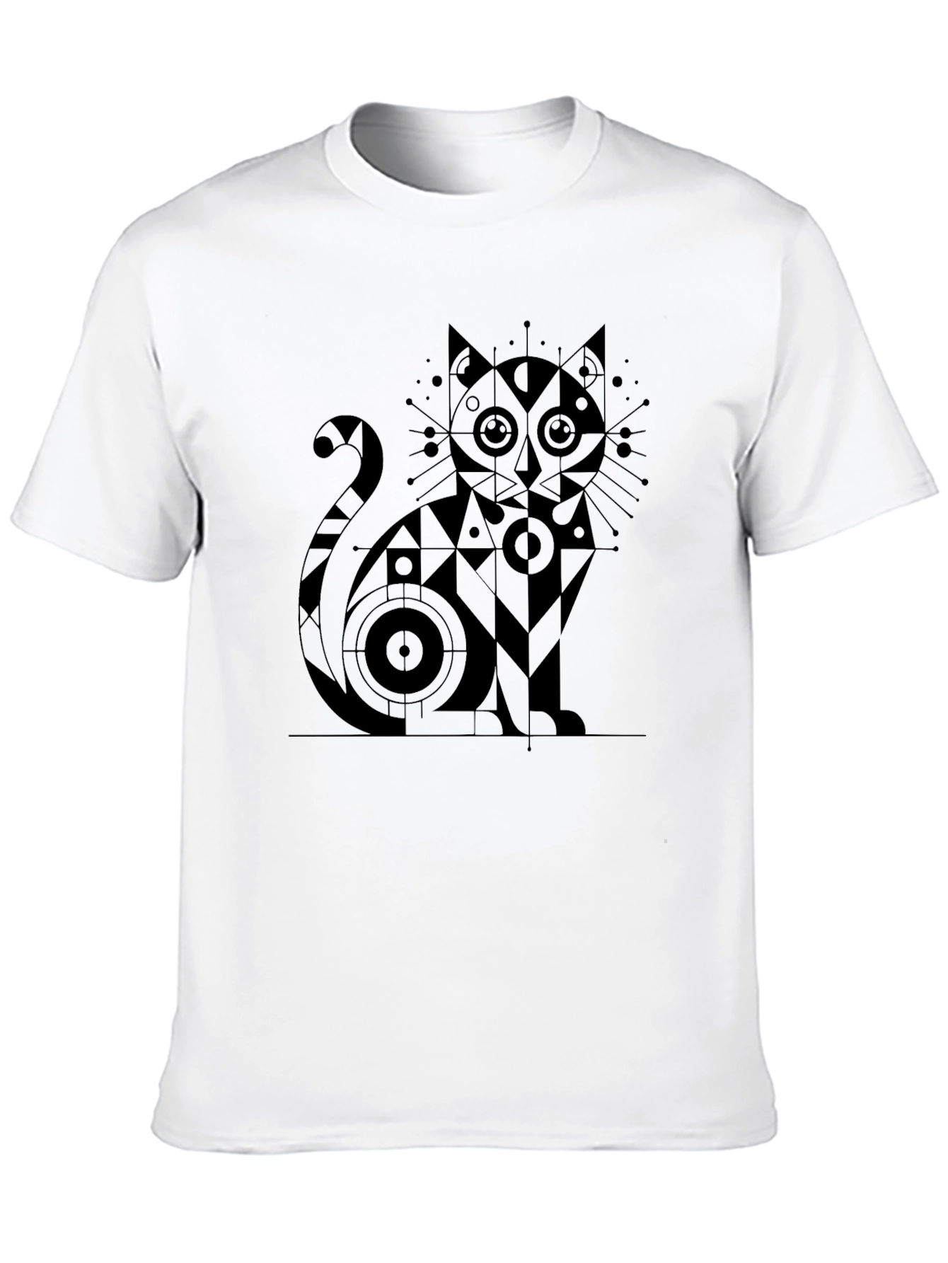 Abstract Geometric Cat Graphic Tee