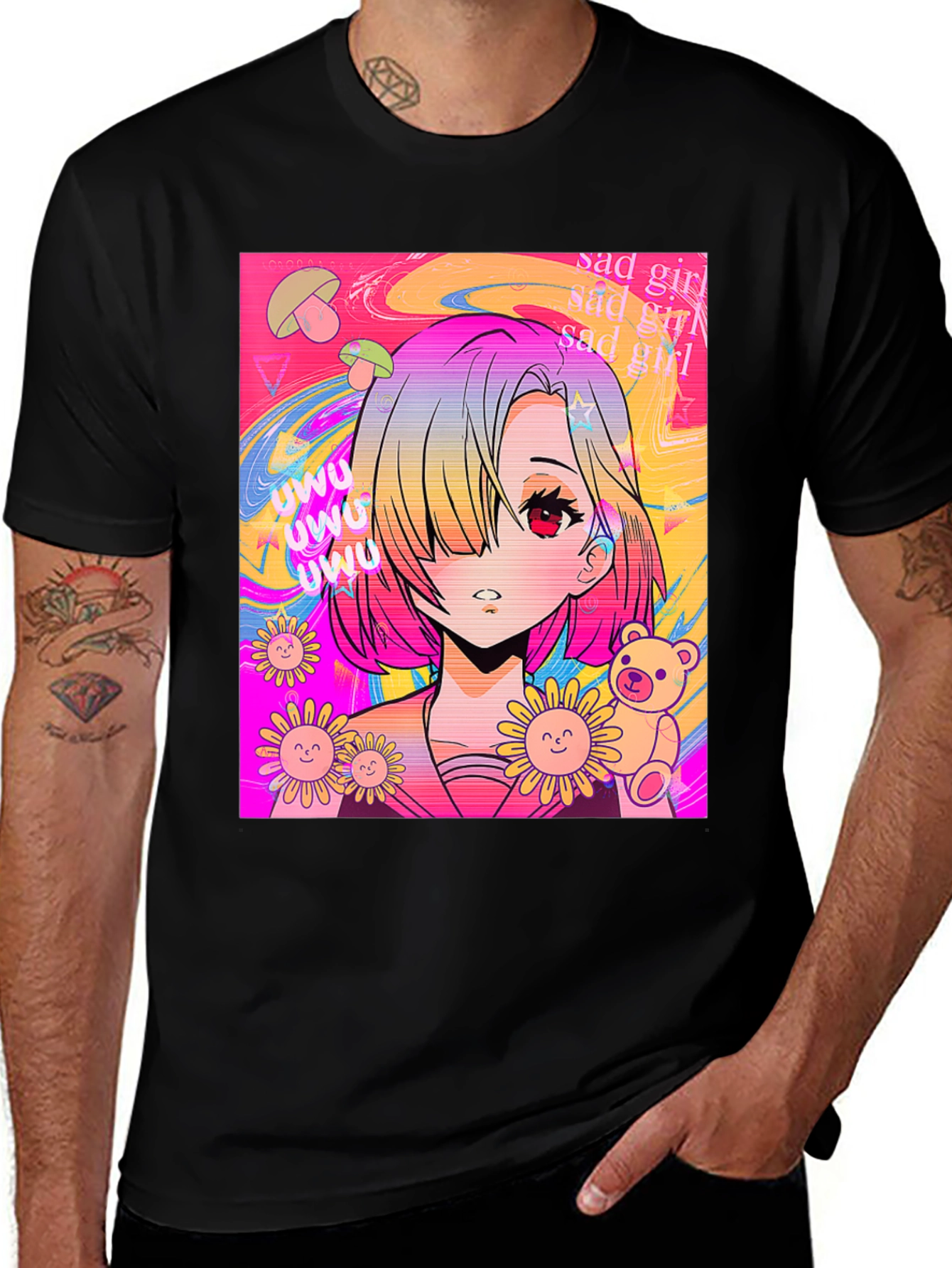 Anime Girl Graphic Tee - Trendy Kawaii Style