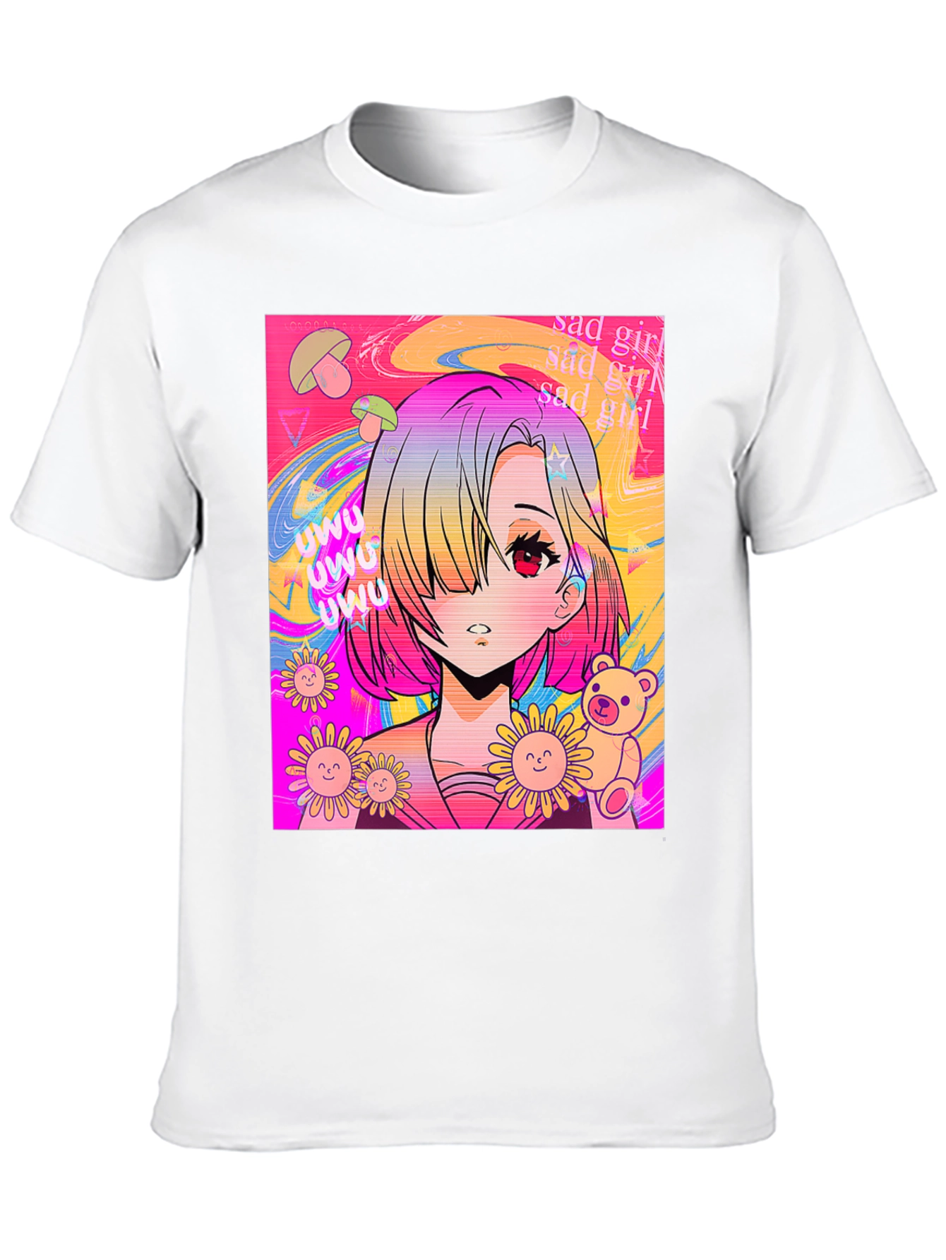 Anime Girl Graphic Tee - Trendy Kawaii Style