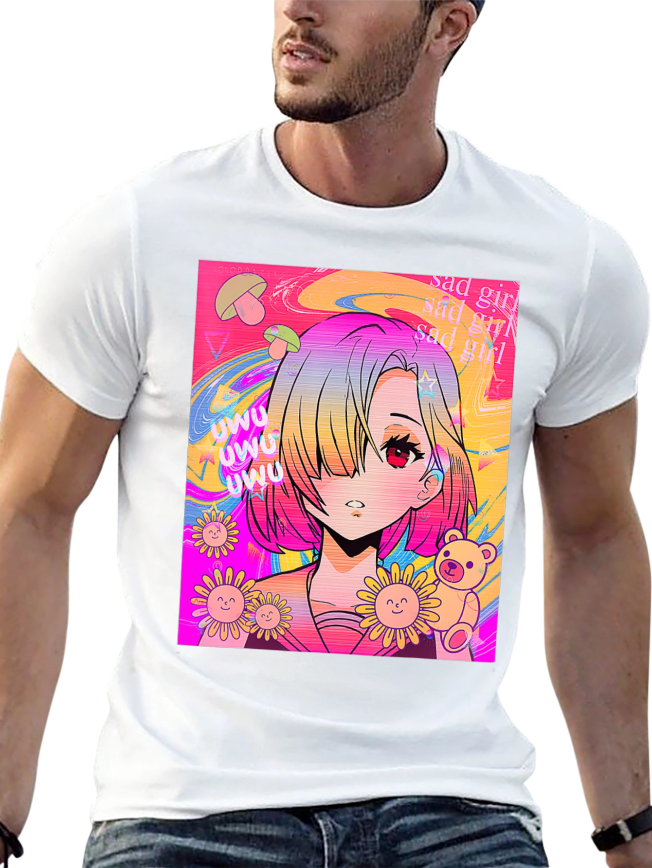 Anime Girl Graphic Tee - Trendy Kawaii Style