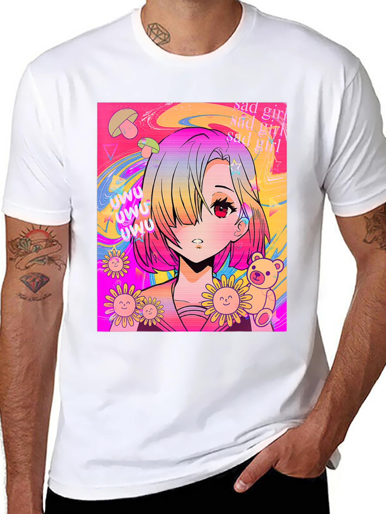 Anime Girl Graphic Tee - Trendy Kawaii Style