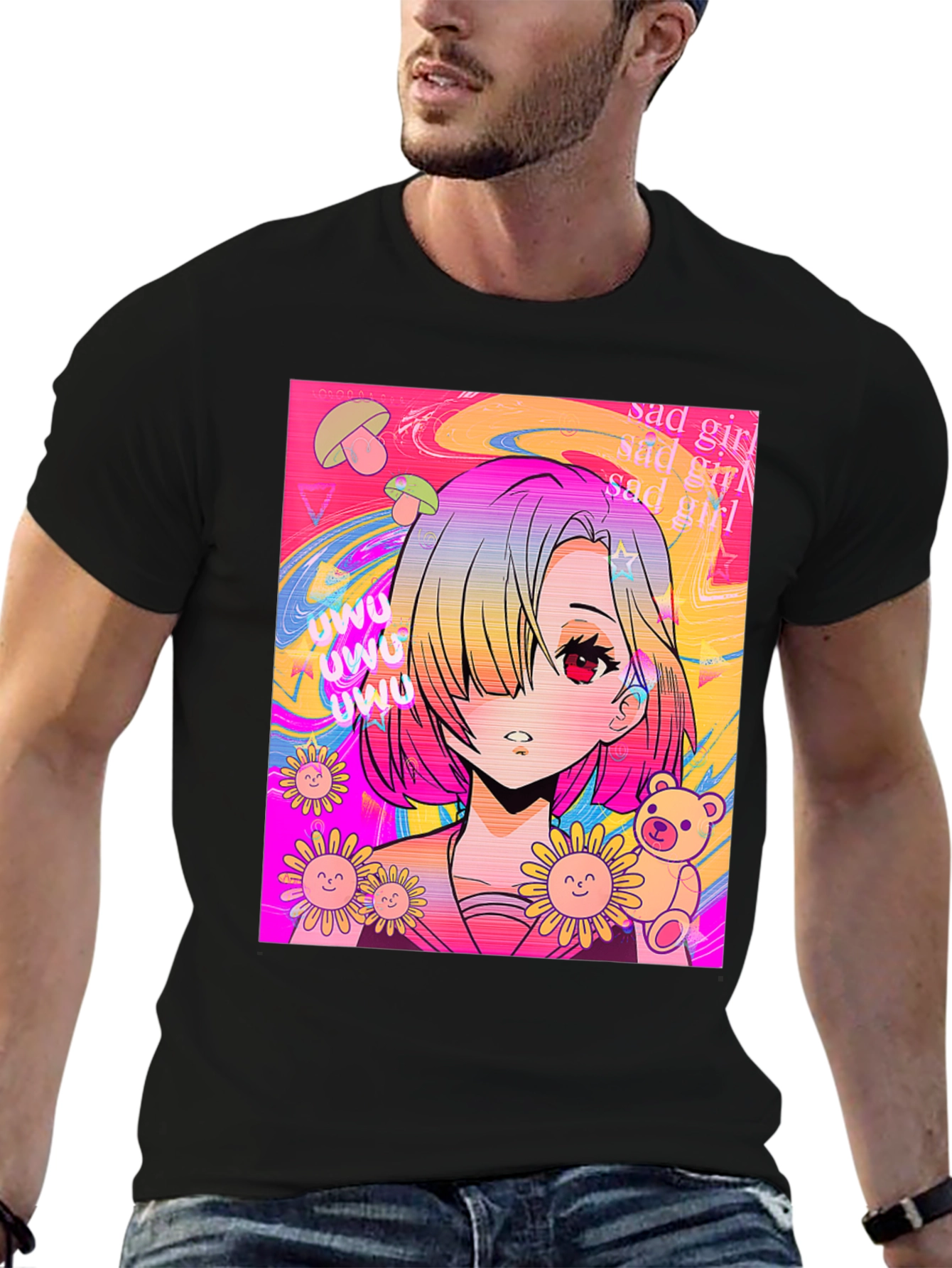 Anime Girl Graphic Tee - Trendy Kawaii Style