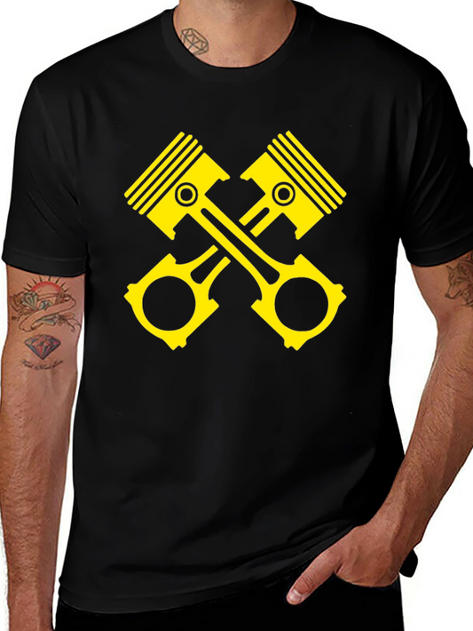 Piston Cross Black T-Shirt - Automotive Enthusiast