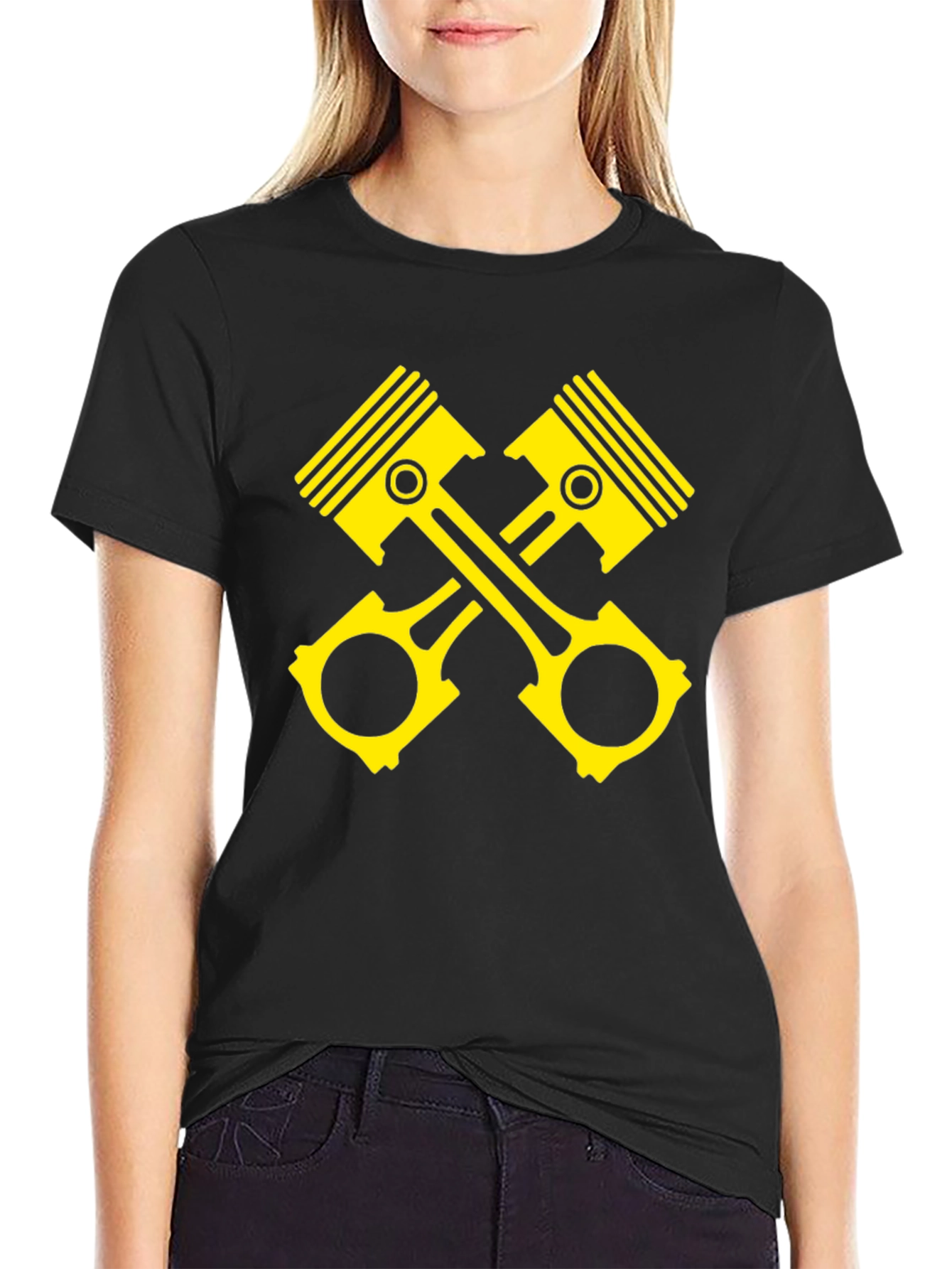 Piston Cross Black T-Shirt - Automotive Enthusiast