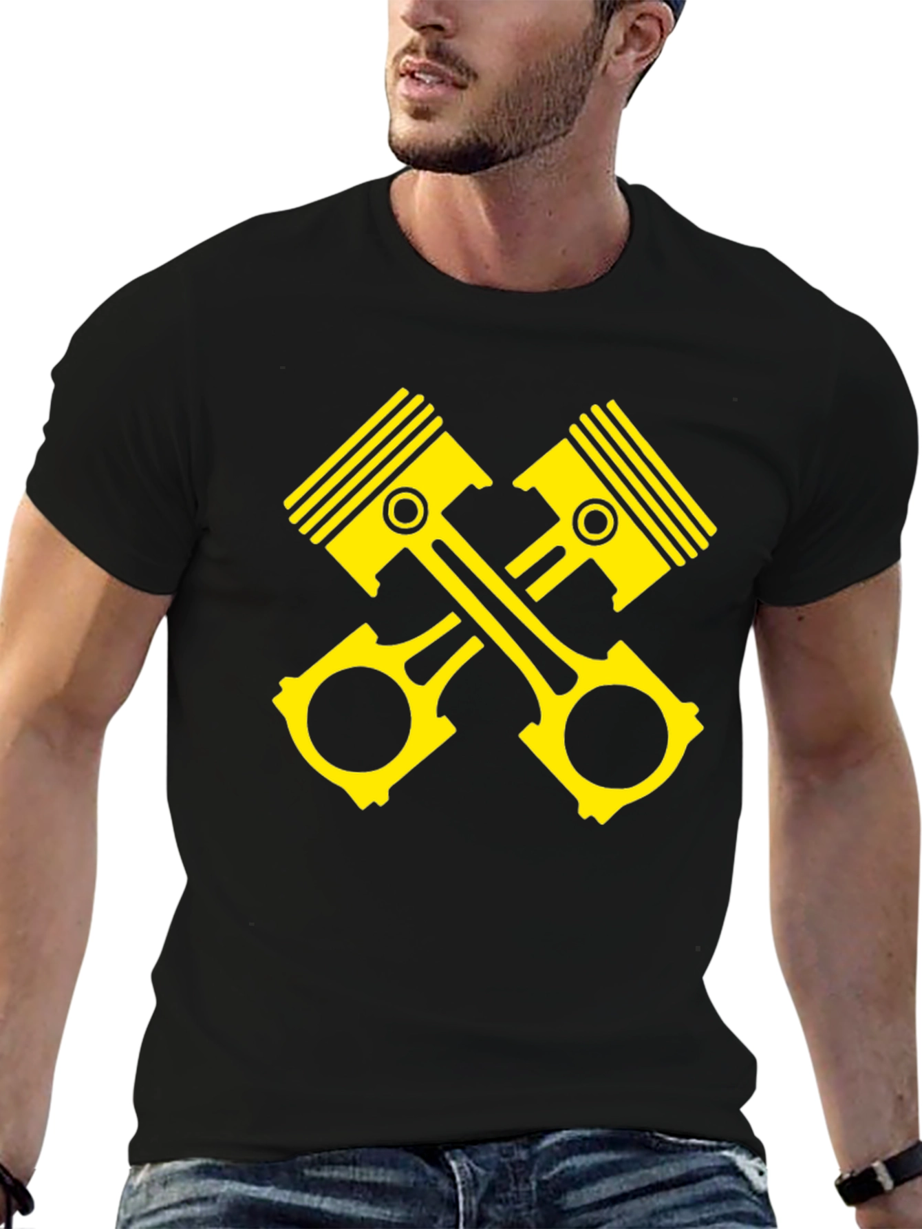 Piston Cross Black T-Shirt - Automotive Enthusiast