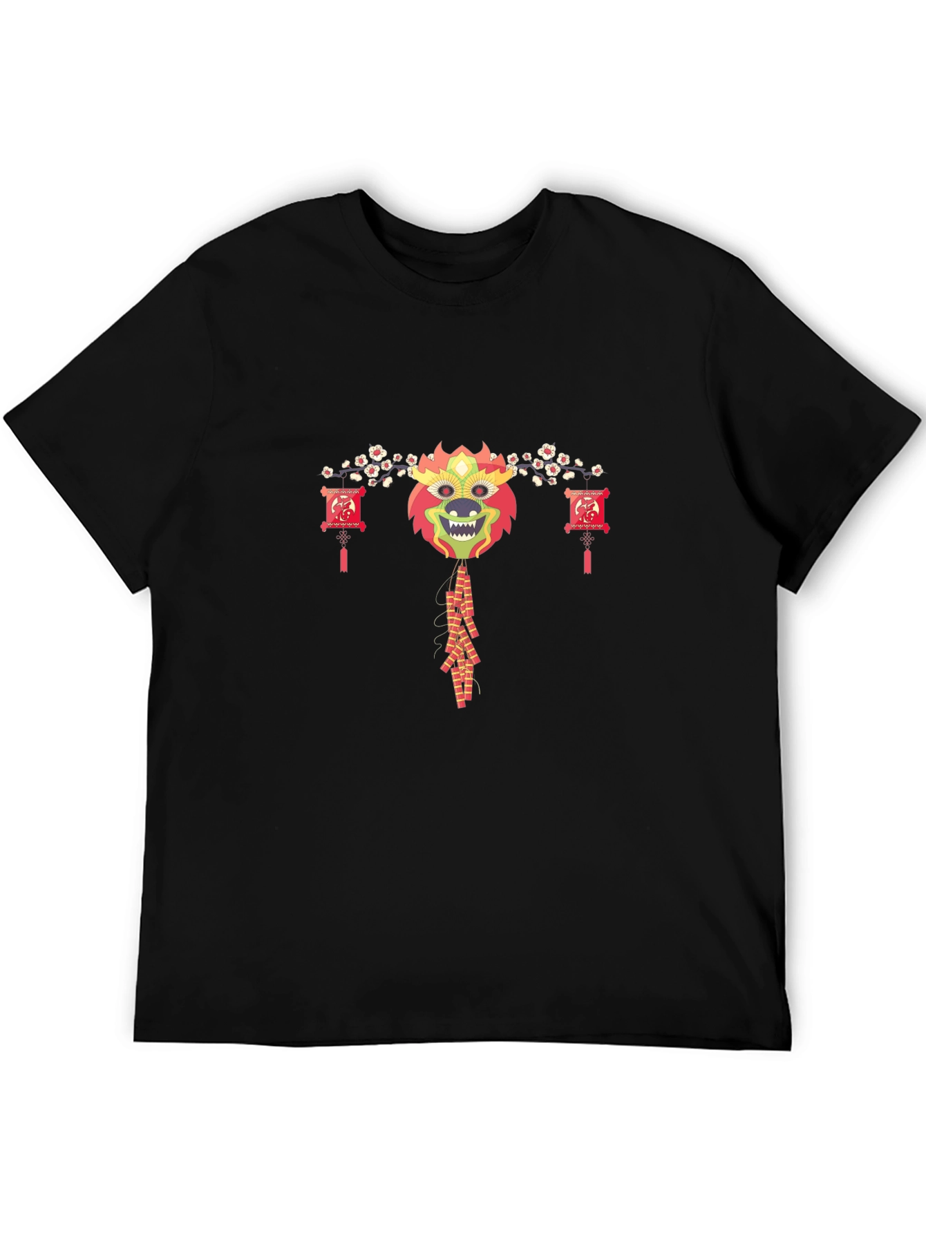 Chinese New Year Dragon Graphic Black T-Shirt