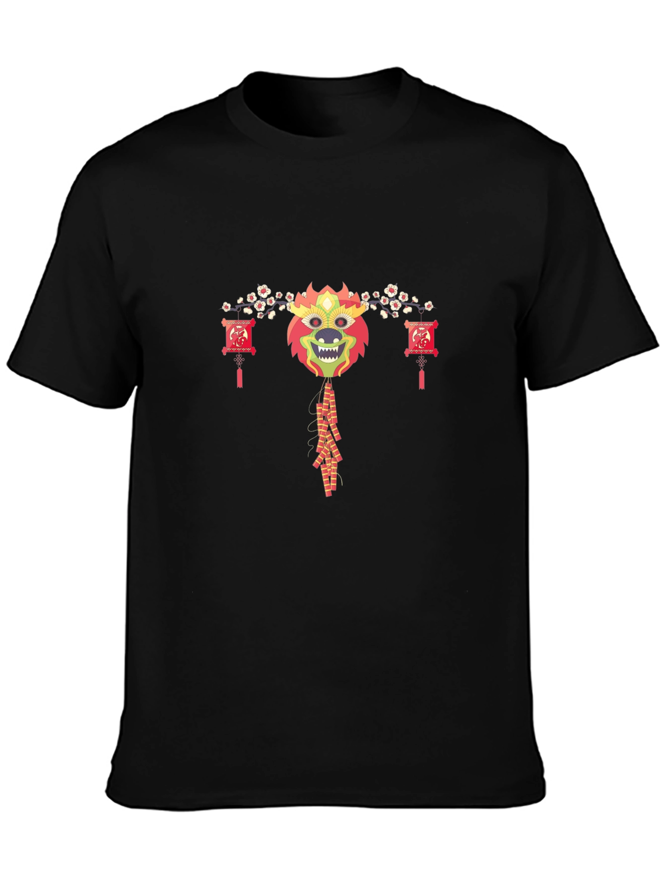 Chinese New Year Dragon Graphic Black T-Shirt