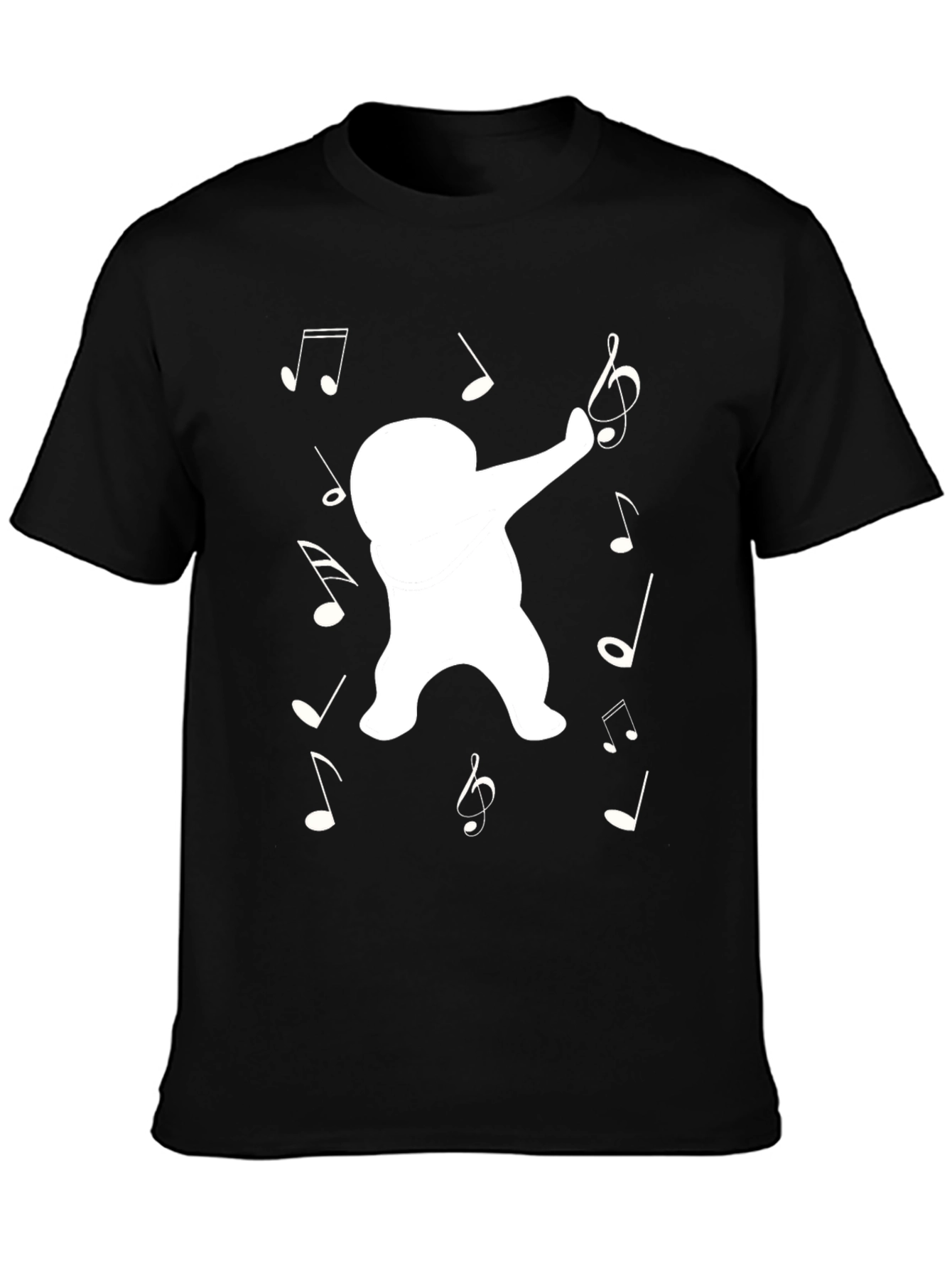 Dabbing Yeti Music Notes Black T-Shirt
