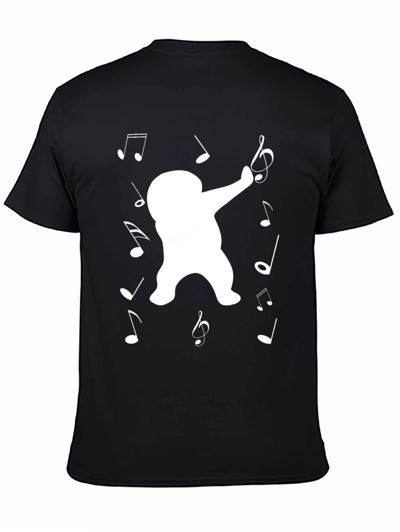 Dabbing Yeti Music Notes Black T-Shirt