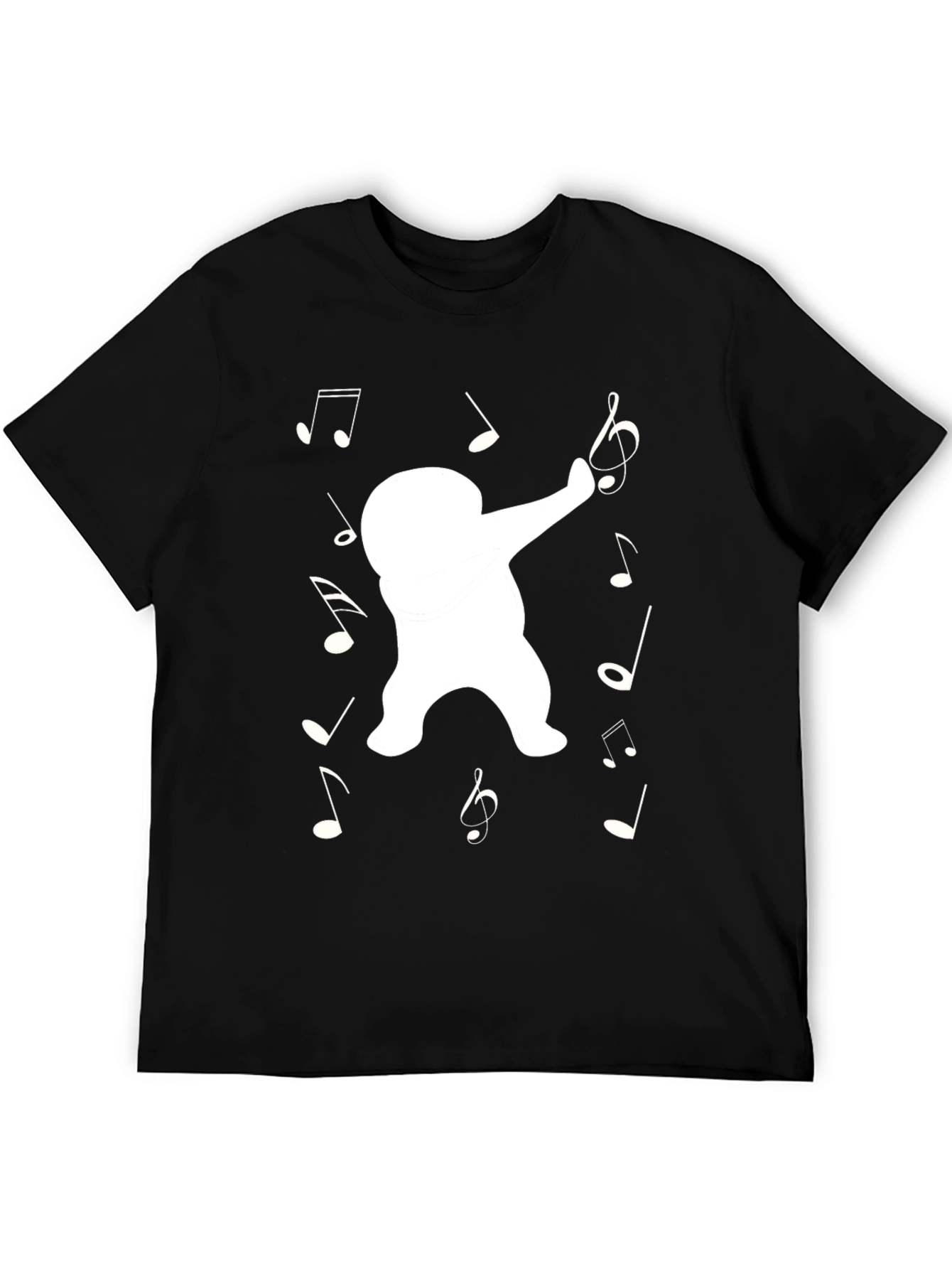 Dabbing Yeti Music Notes Black T-Shirt