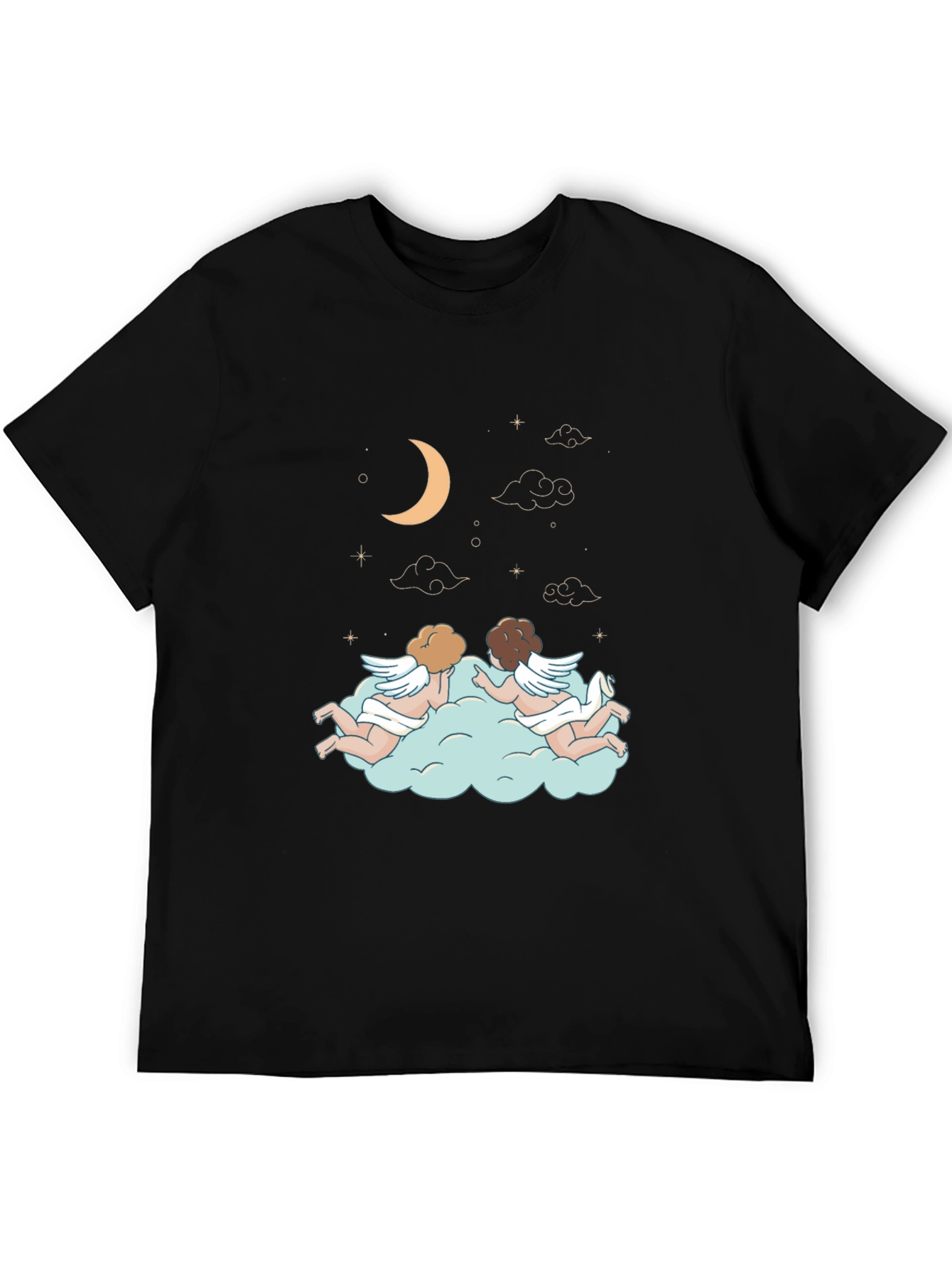 Dreamy Angel Cloud Graphic Tee - Stylish Black T-Shirt