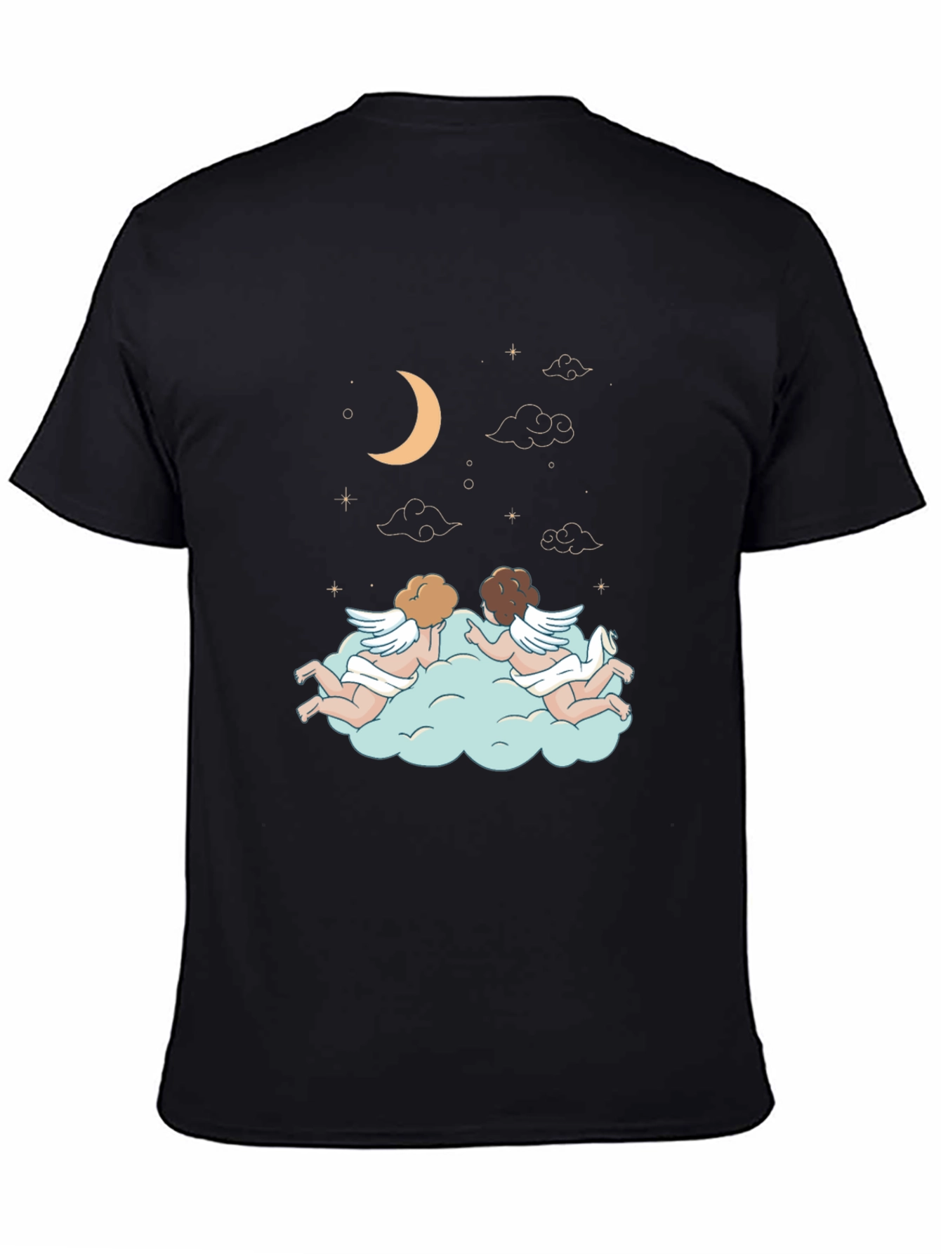 Dreamy Angel Cloud Graphic Tee - Stylish Black T-Shirt