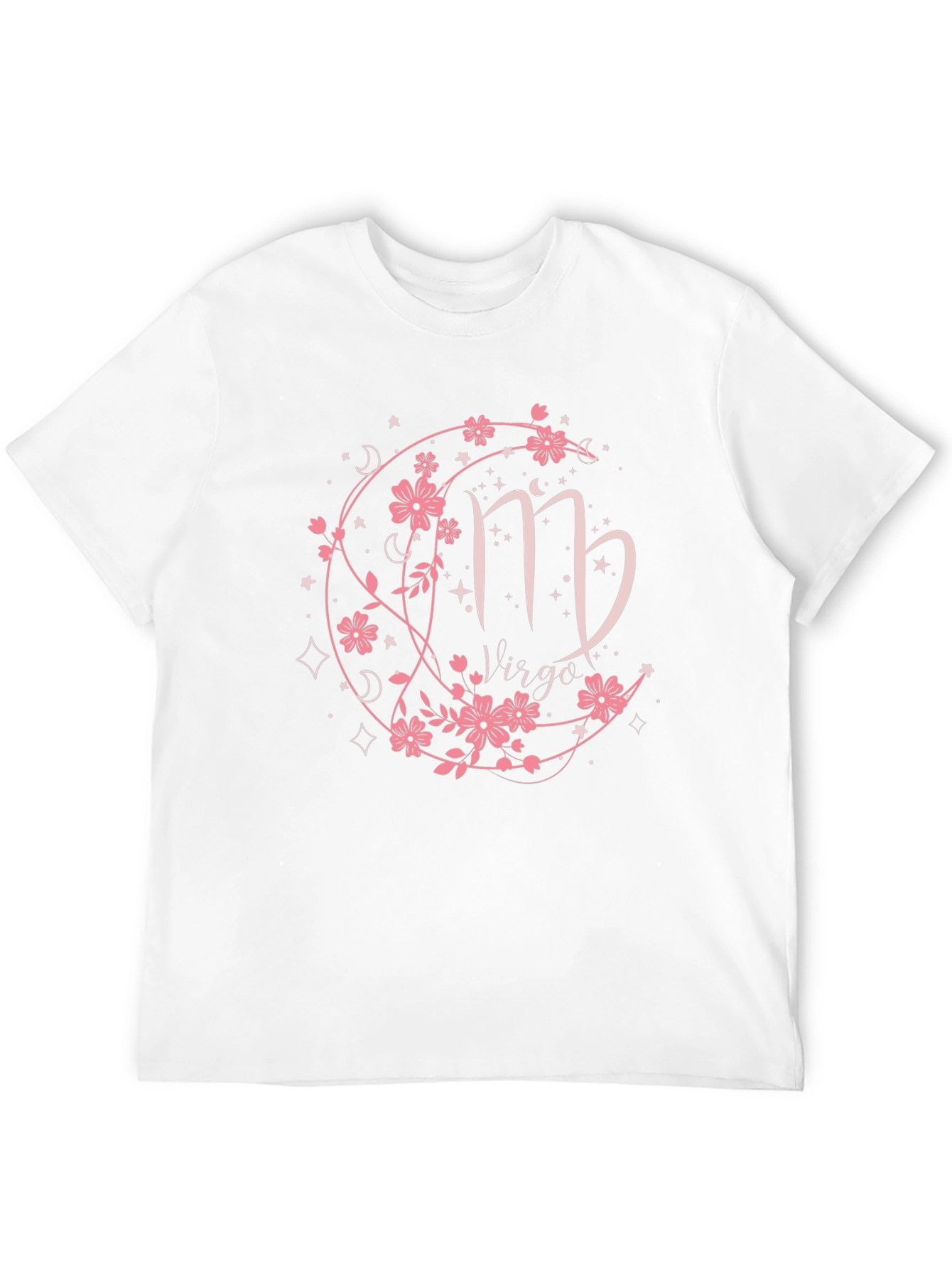 Virgo Zodiac Flower Black T-Shirt