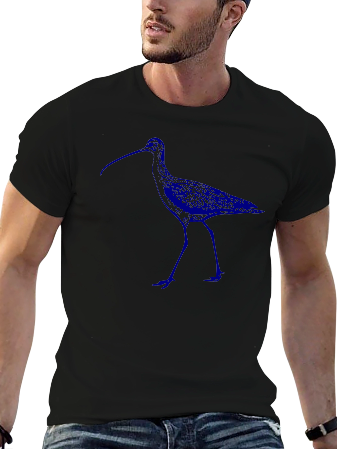 Stylish Black T-Shirt with Blue Bird Design