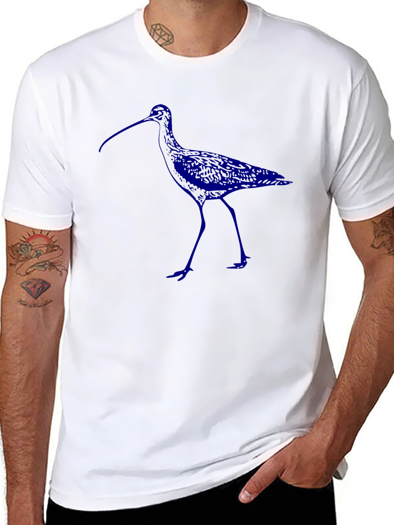 Stylish Black T-Shirt with Blue Bird Design