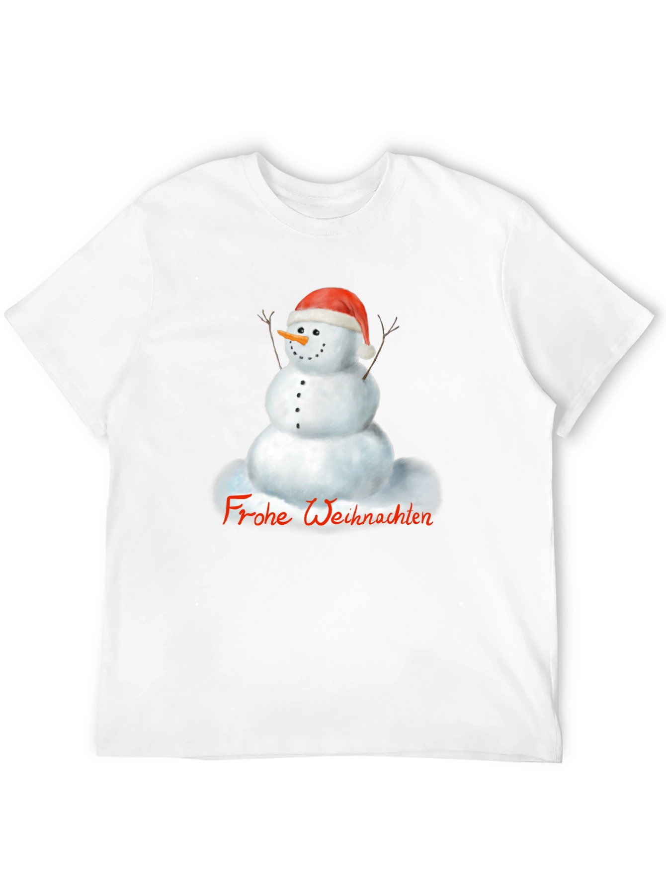 Festive Snowman Graphic Tee - Frohe Weihnachten