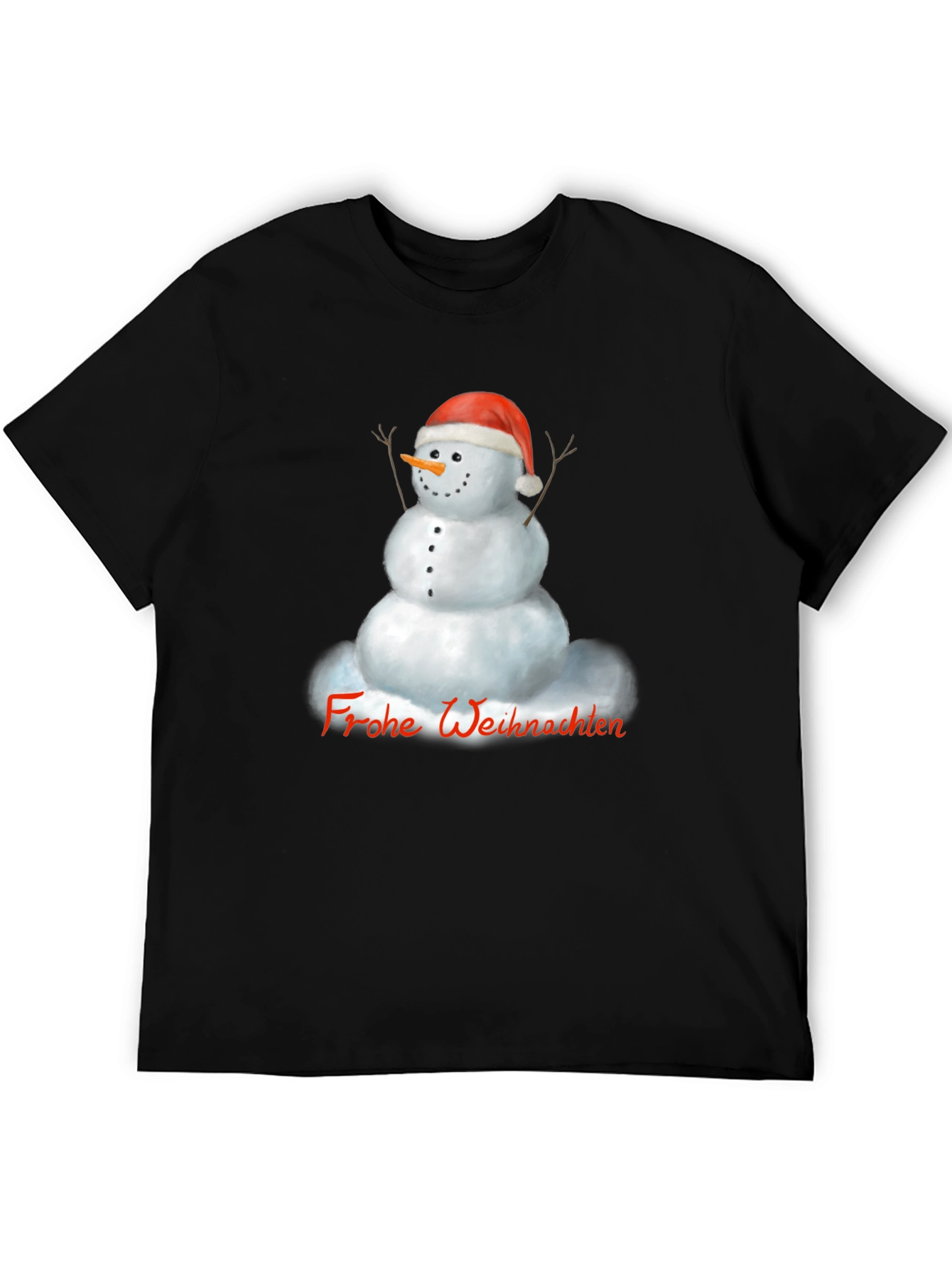Festive Snowman Graphic Tee - Frohe Weihnachten