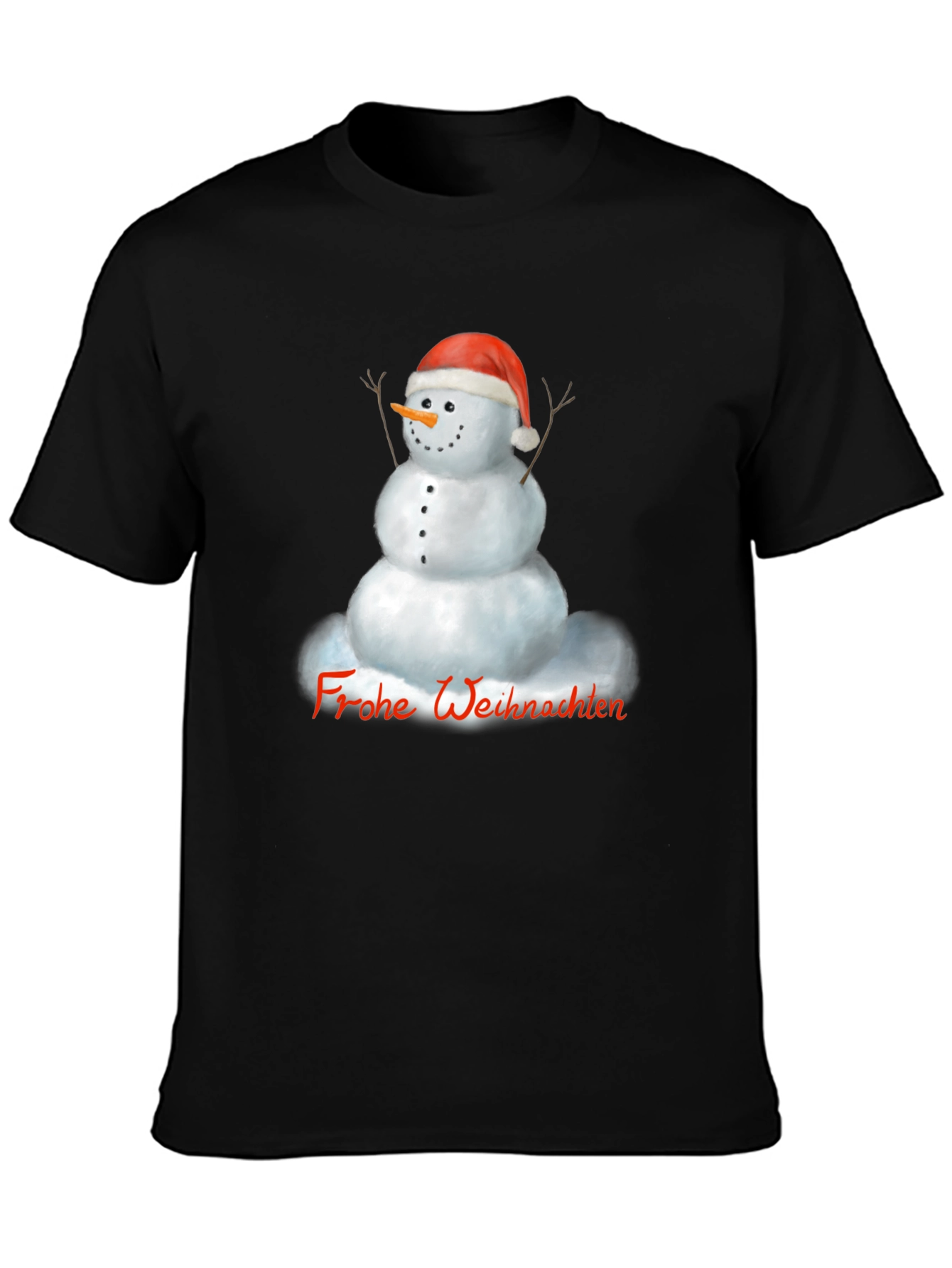 Festive Snowman Graphic Tee - Frohe Weihnachten