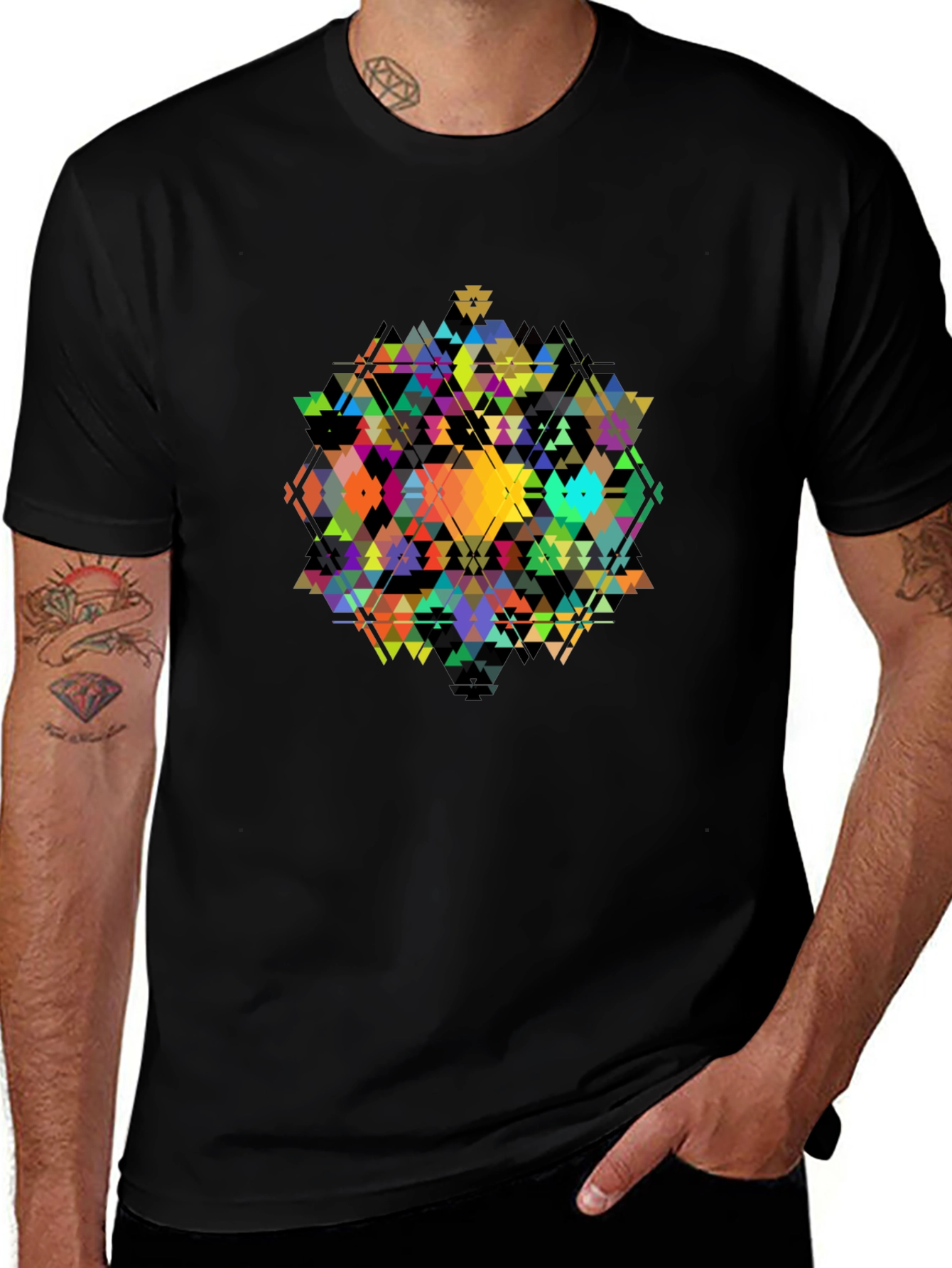 Geometric Triangle Art T-Shirt - Modern Design