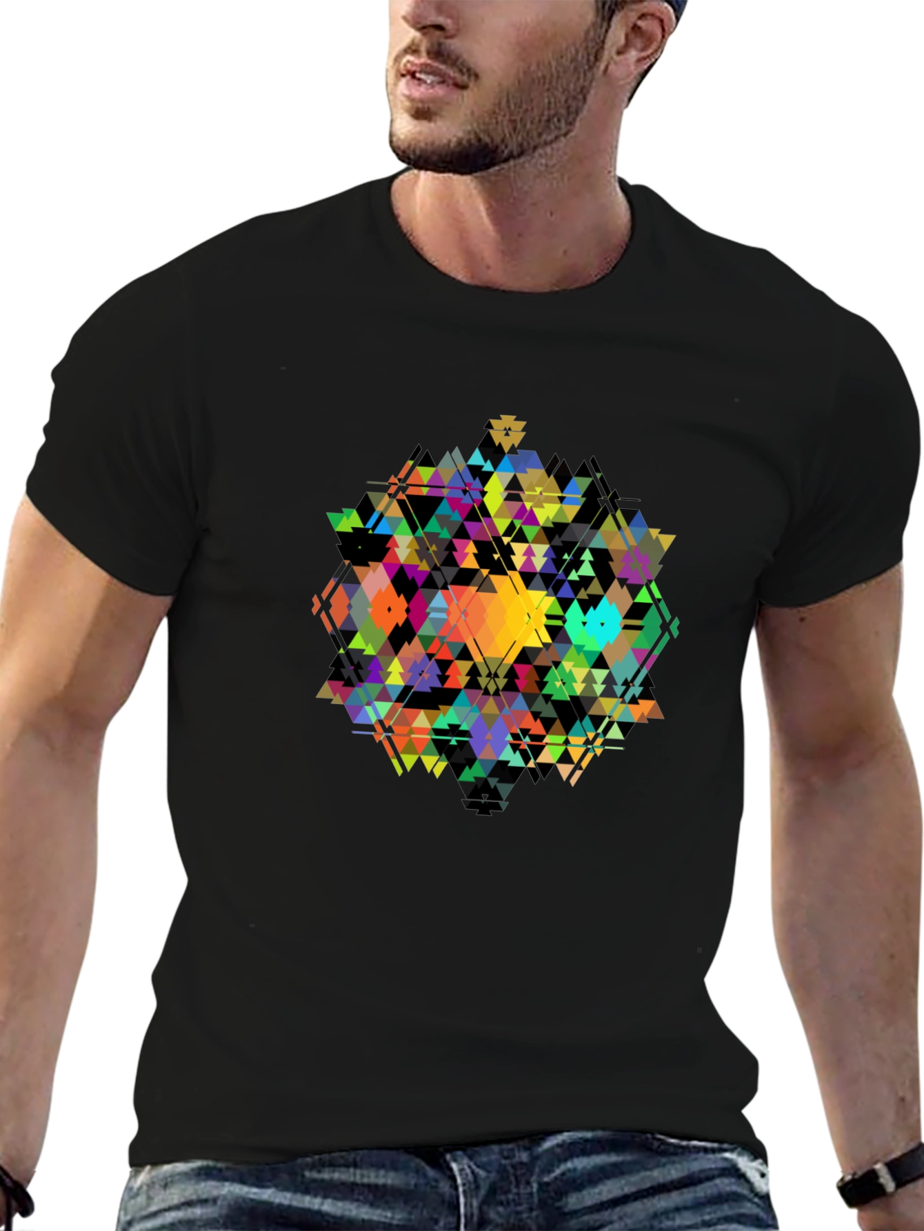 Geometric Triangle Art T-Shirt - Modern Design
