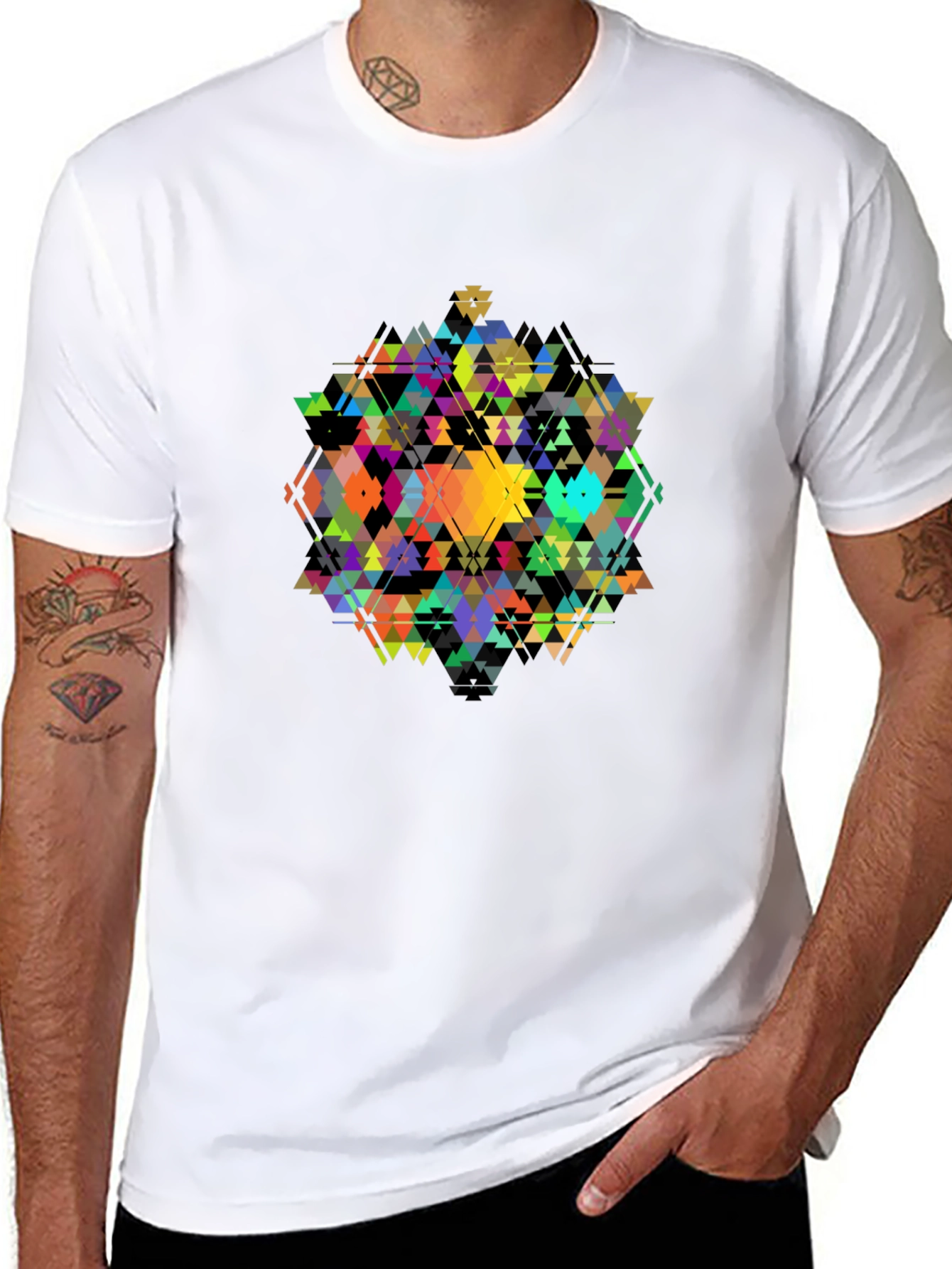 Geometric Triangle Art T-Shirt - Modern Design