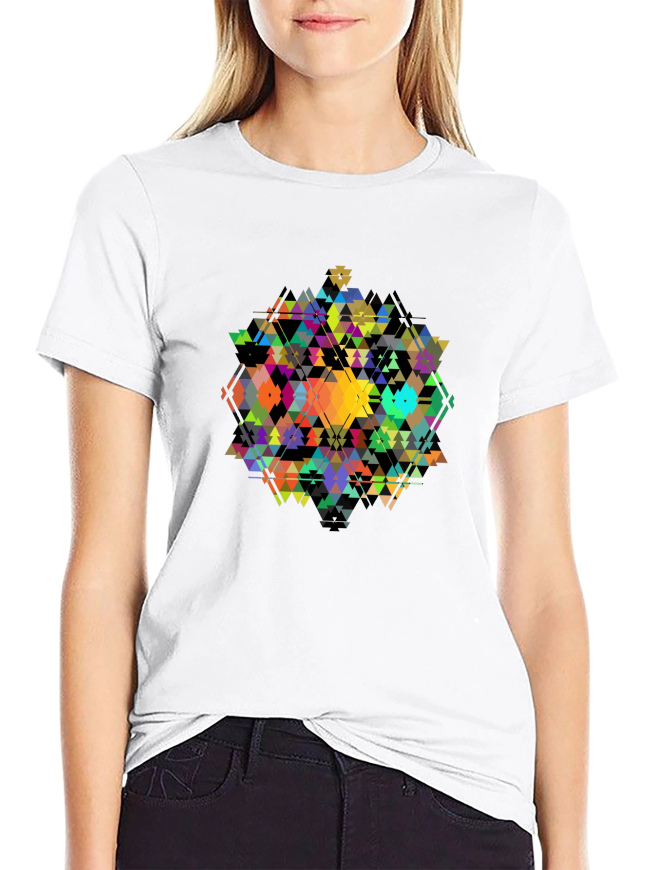 Geometric Triangle Art T-Shirt - Modern Design