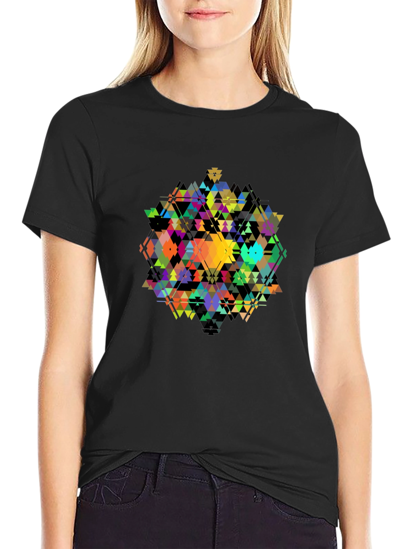 Geometric Triangle Art T-Shirt - Modern Design