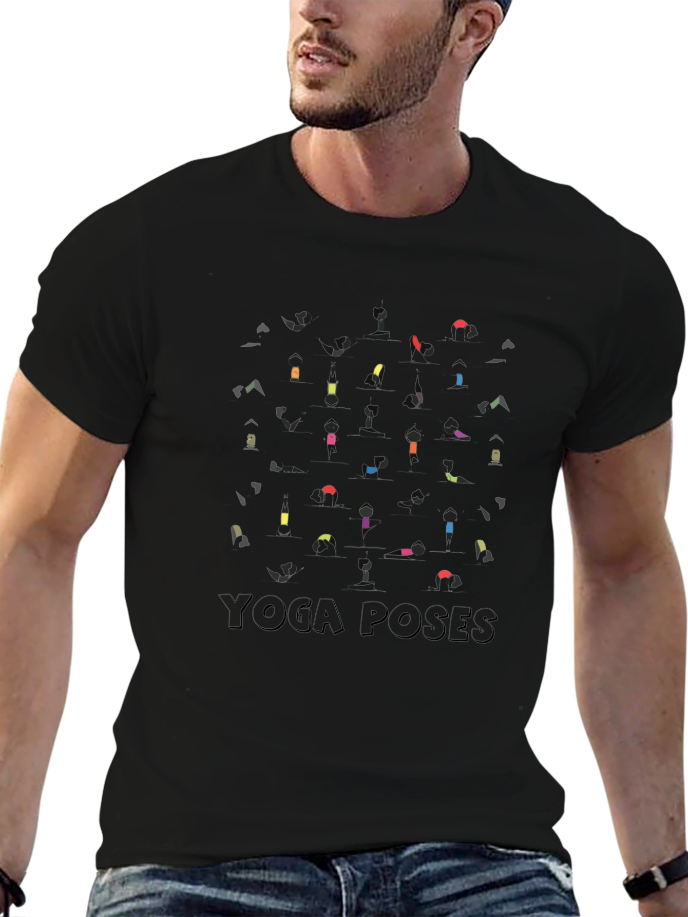 Yoga Poses Graphic Black T-Shirt