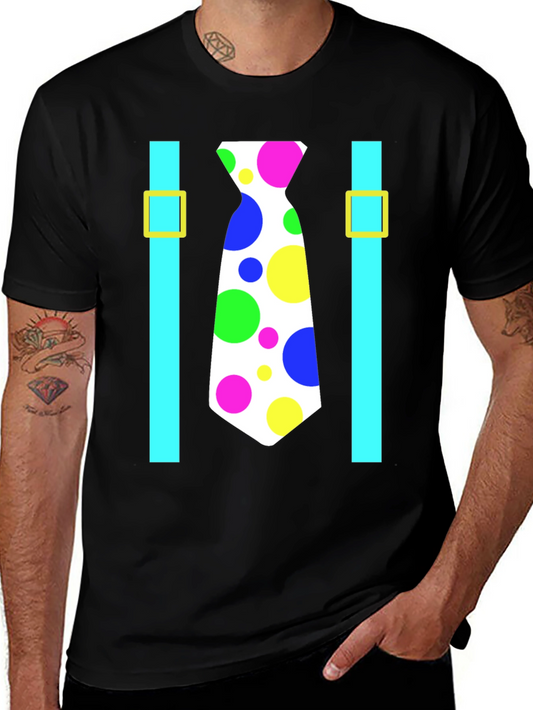 Clown Tie Suspenders T-Shirt - Costume Party Ready!