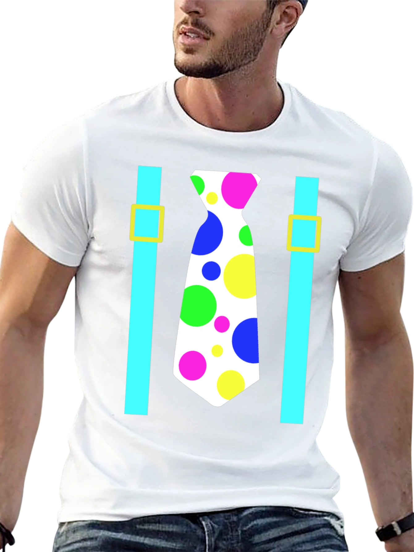 Clown Tie Suspenders T-Shirt - Costume Party Ready!