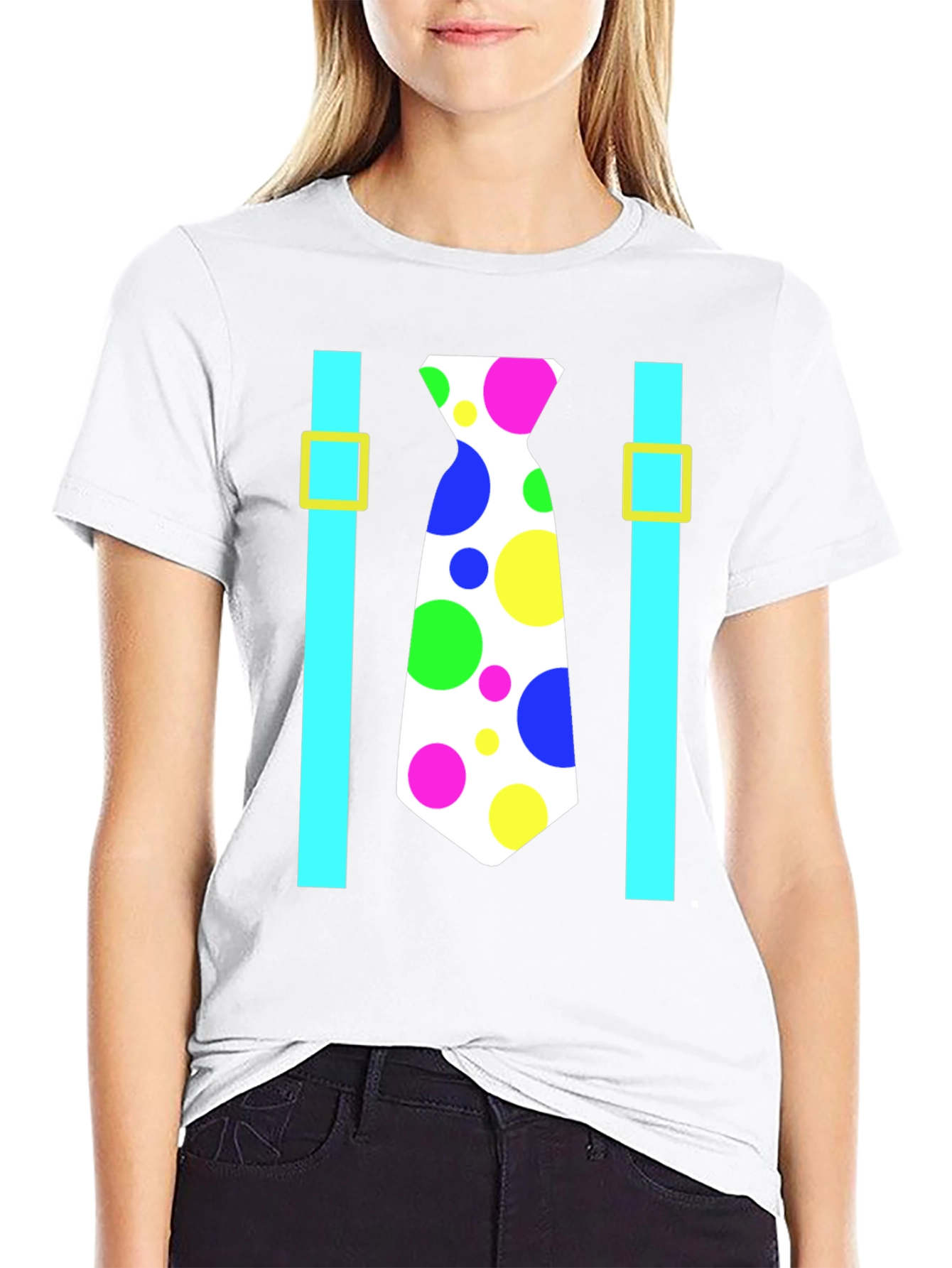 Clown Tie Suspenders T-Shirt - Costume Party Ready!