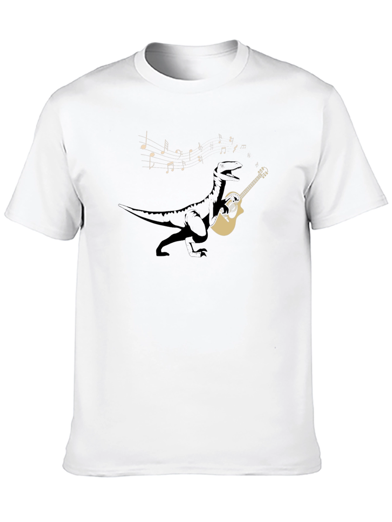 Dino Guitar Player Black T-Shirt