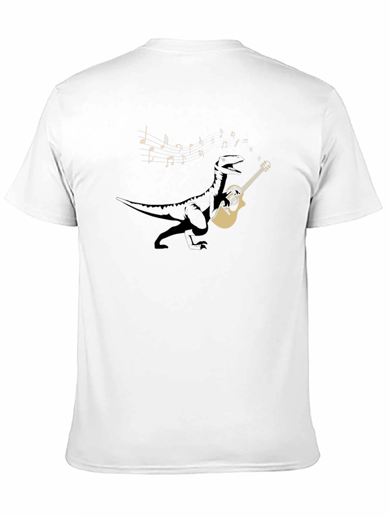 Dino Guitar Player Black T-Shirt