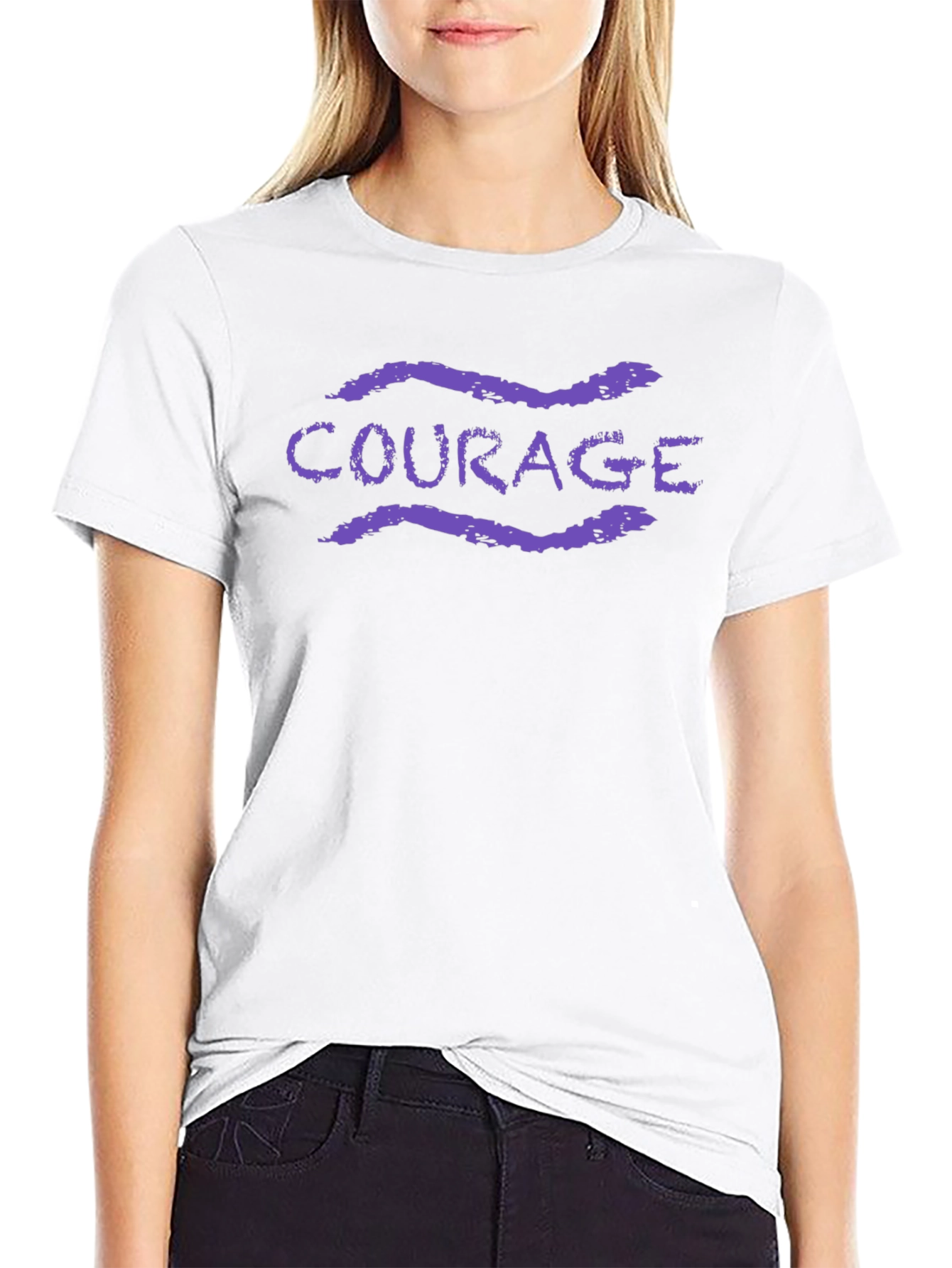 Courage Graphic Tee - Black Cotton Blend T-Shirt