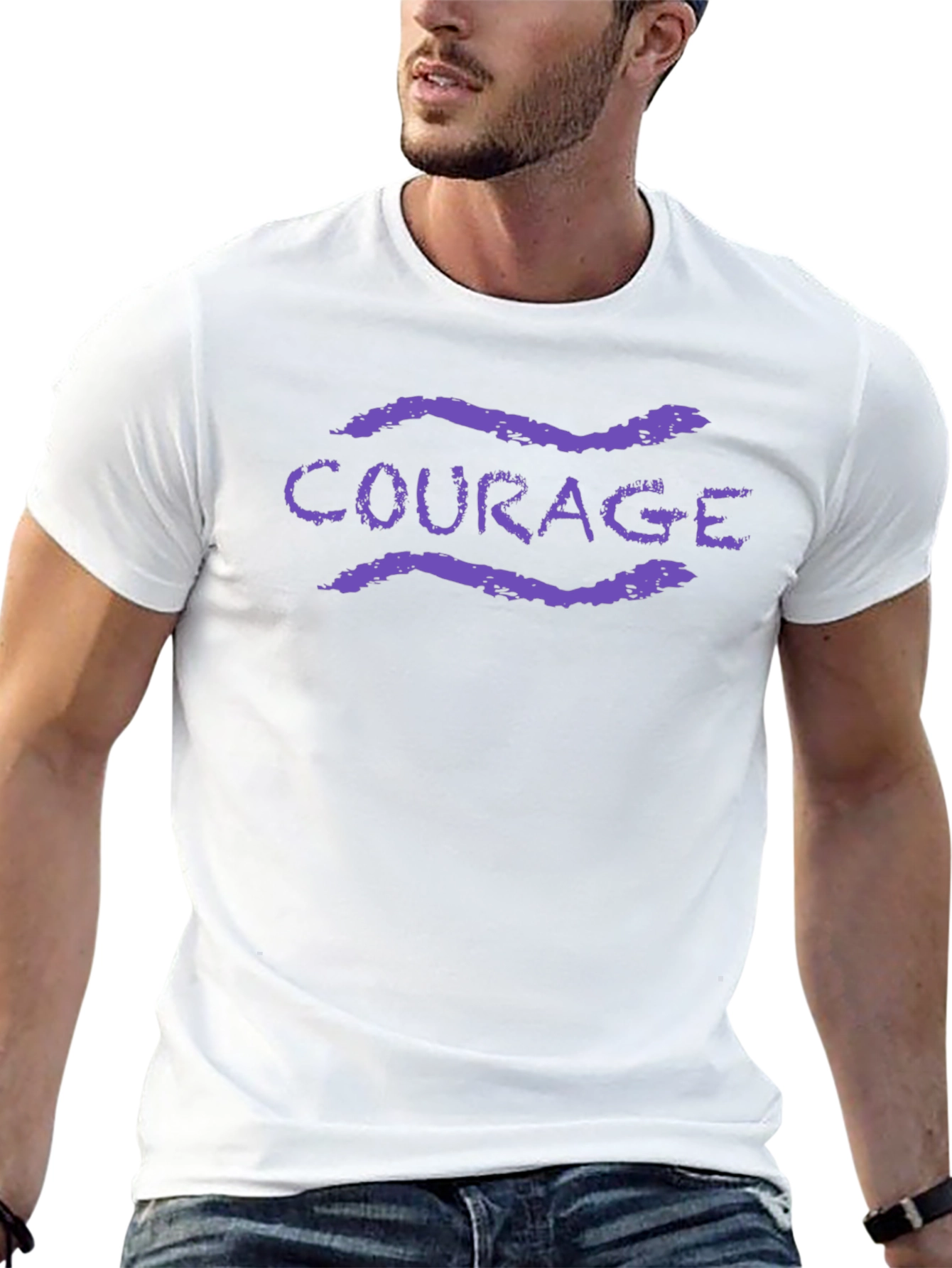 Courage Graphic Tee - Black Cotton Blend T-Shirt
