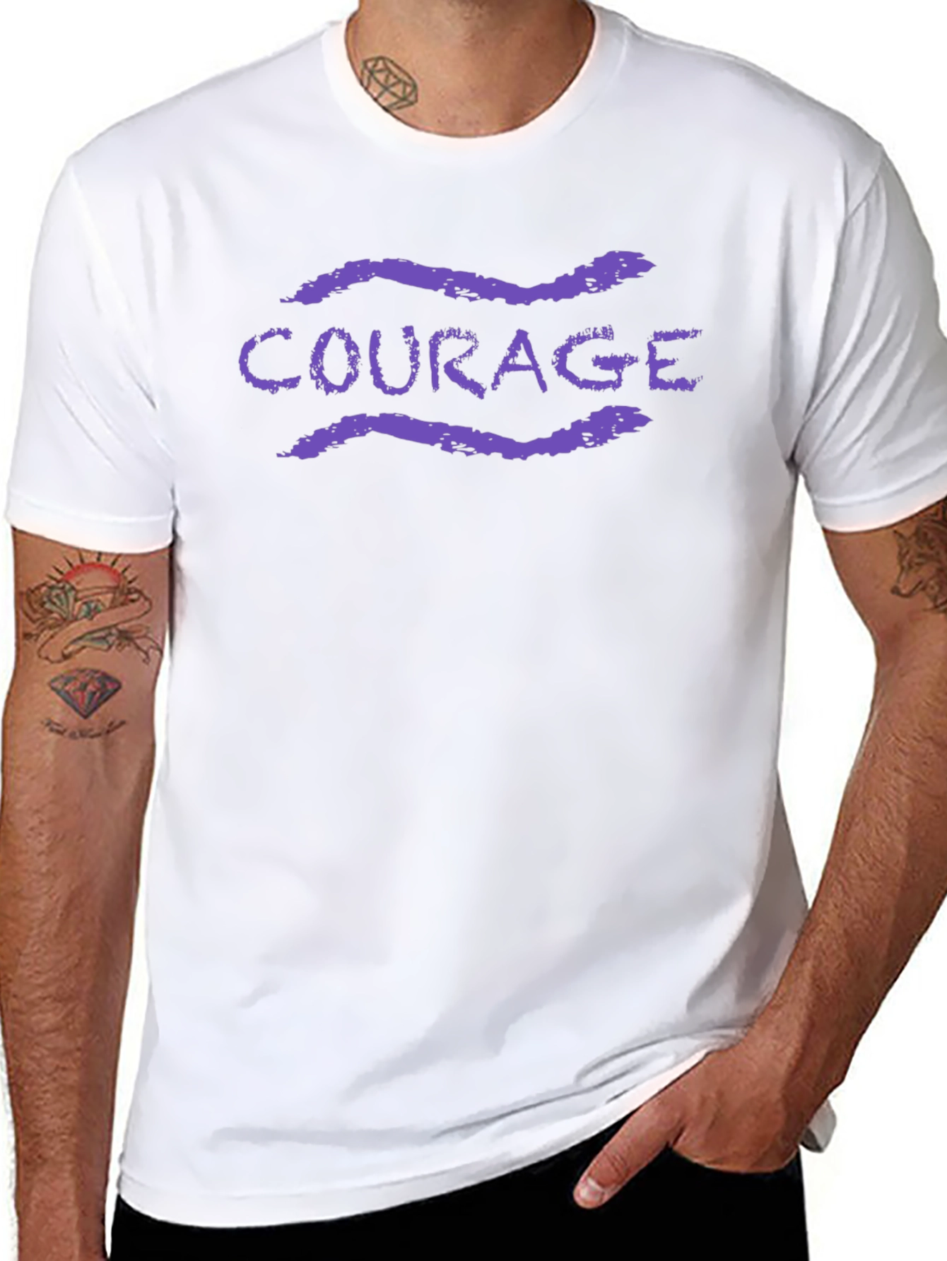 Courage Graphic Tee - Black Cotton Blend T-Shirt